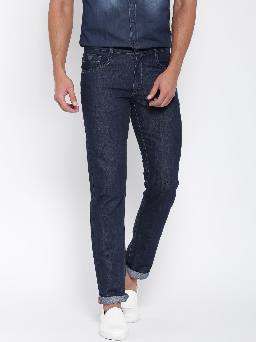 John Players Men Navy Skinny Fit Mid-Rise Clean Look Jeans