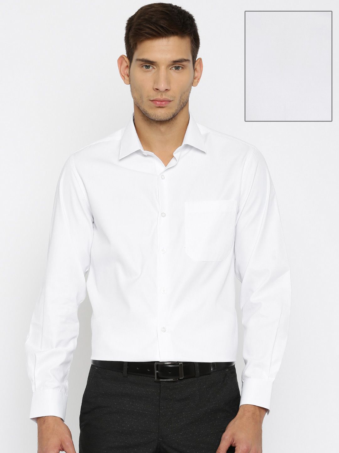 John Players Men White Slim Fit Solid Formal Shirt