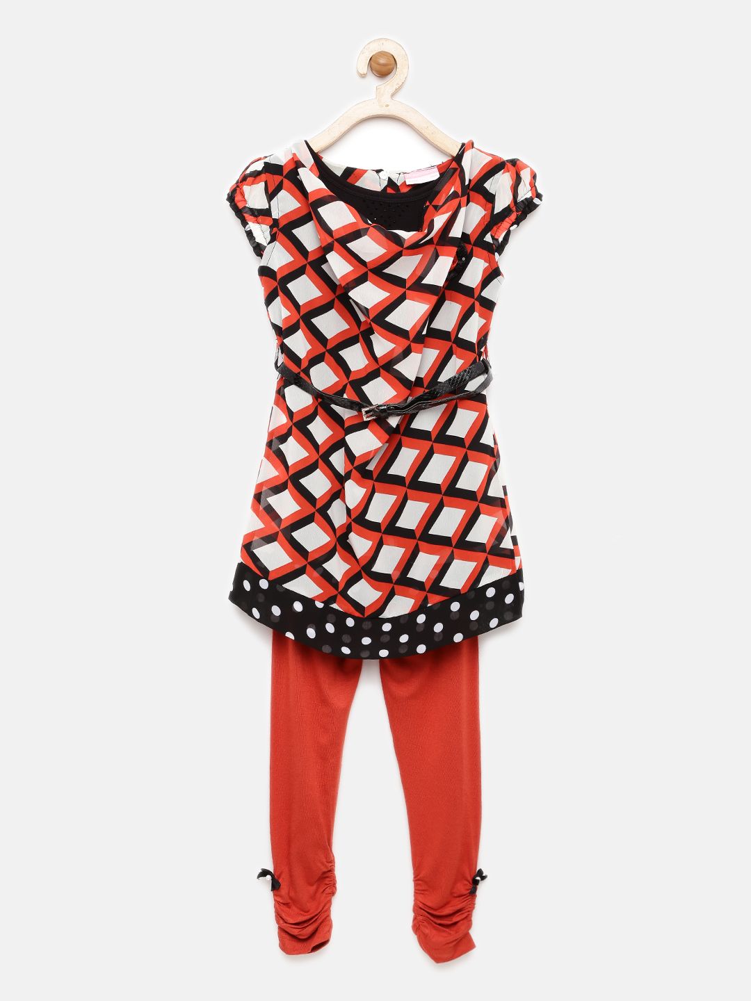 Peppermint Girls Rust Orange & Black Clothing Set