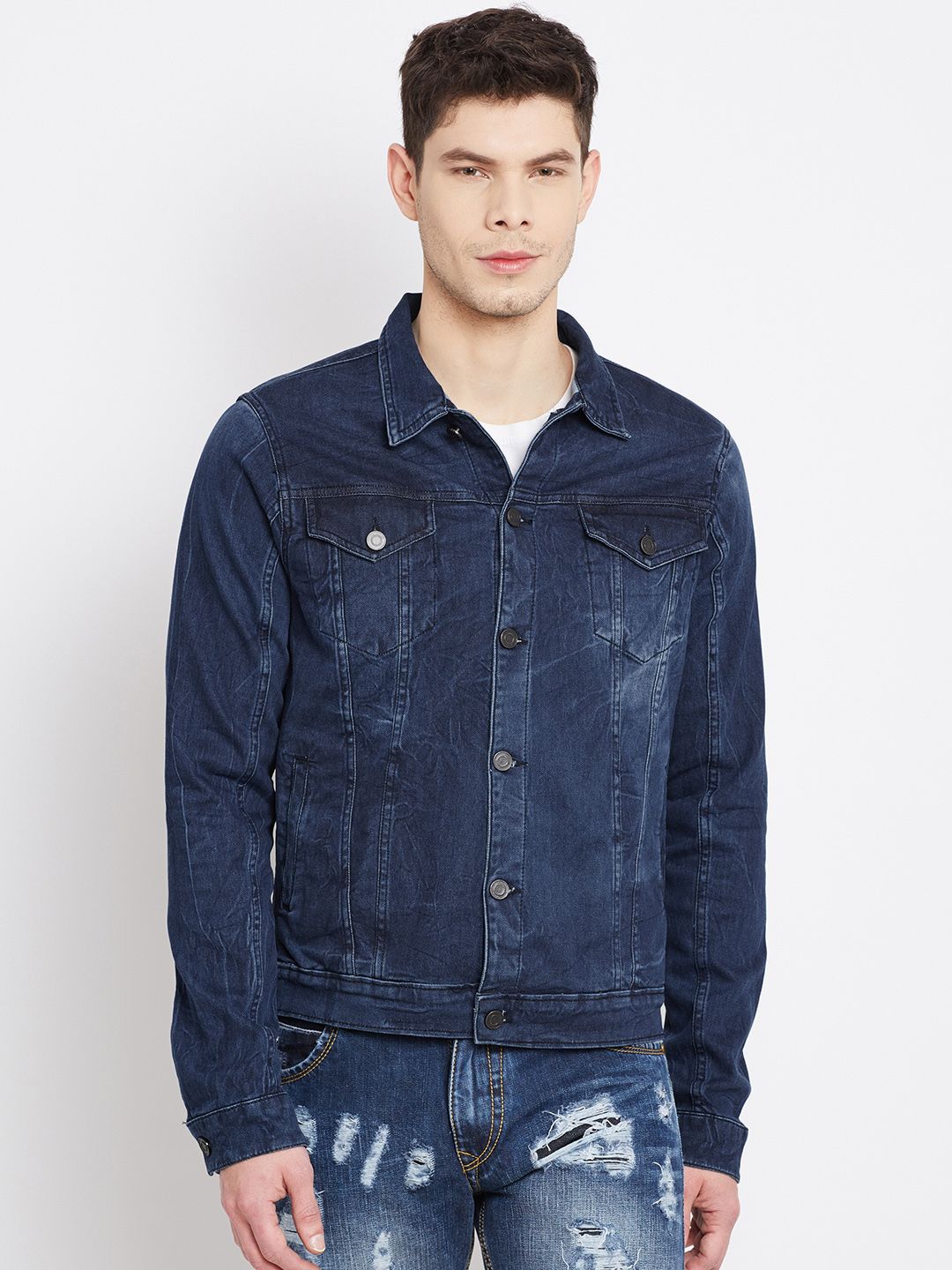 John Players Navy Washed Denim Jacket