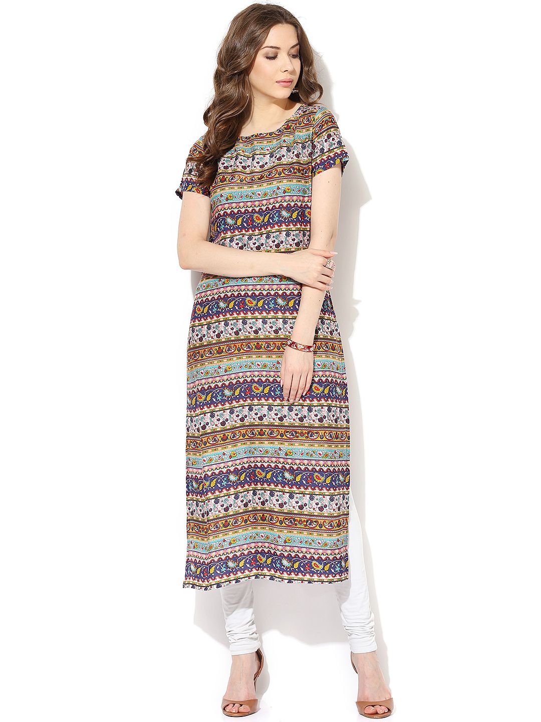AKS Women Multicoloured Printed Straight Kurta