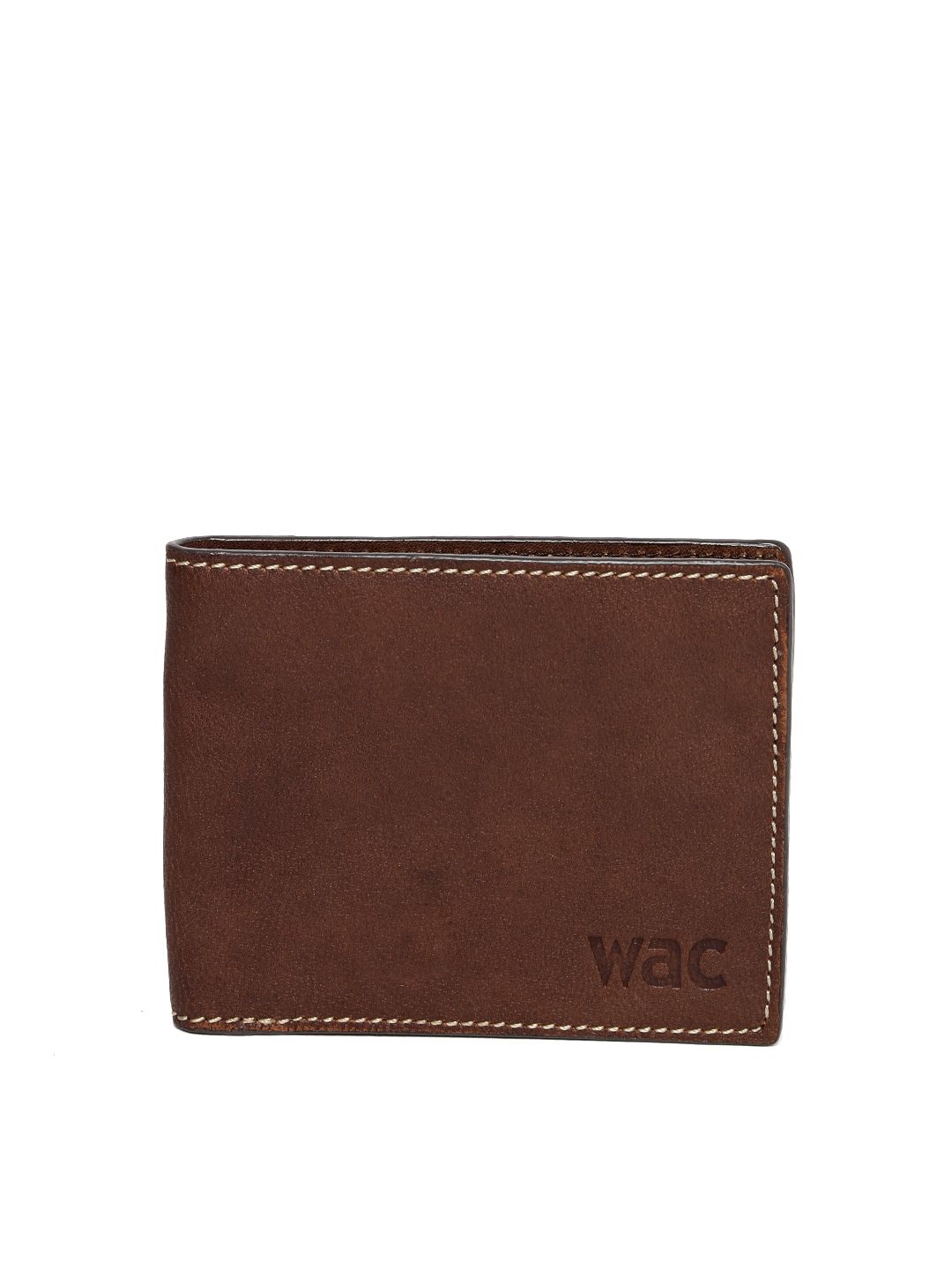 WAC Men Brown Textured Leather Wallet