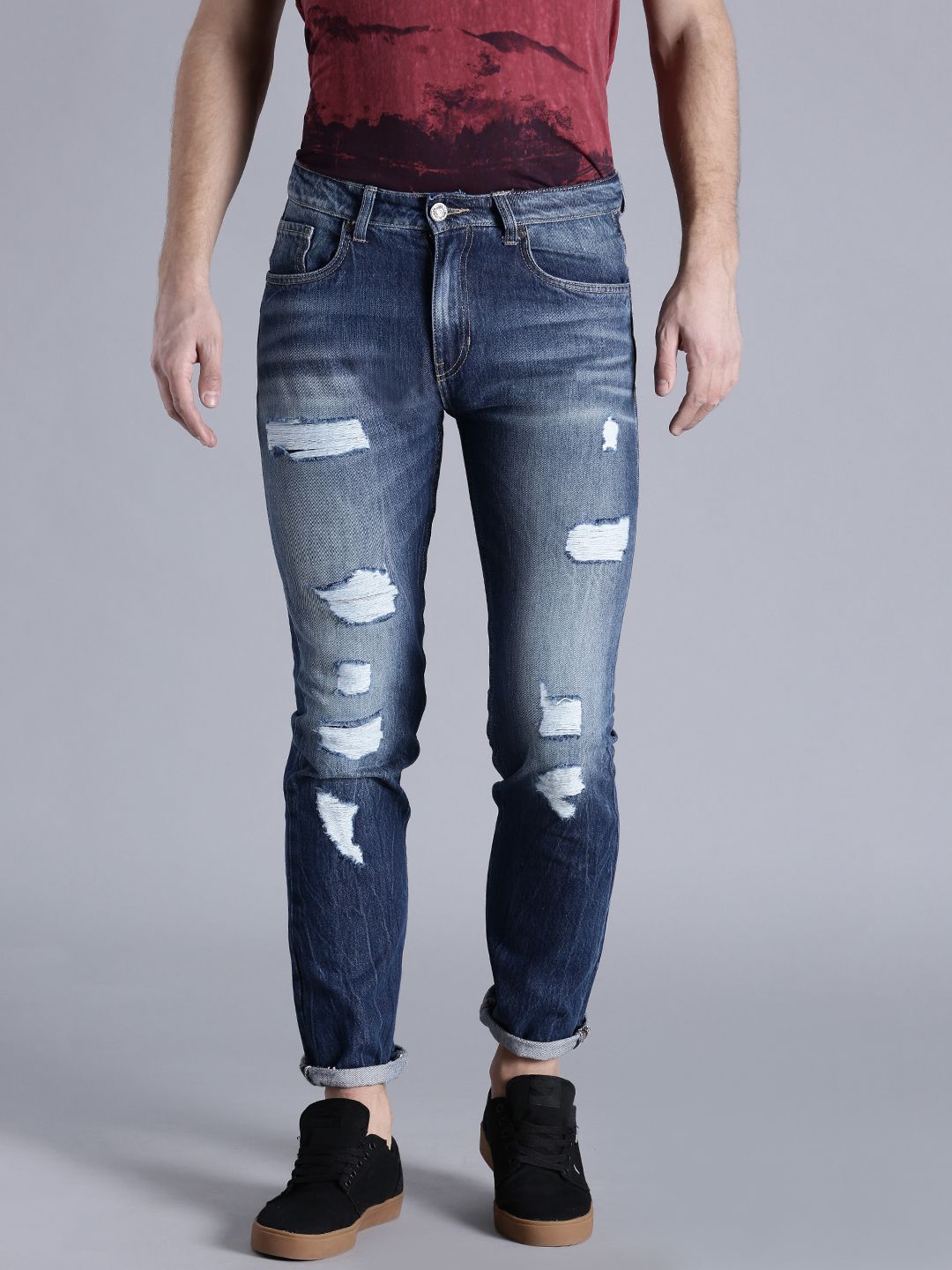 Kook N Keech Men Blue Regular Fit Mid-Rise Mildly Distressed Jeans