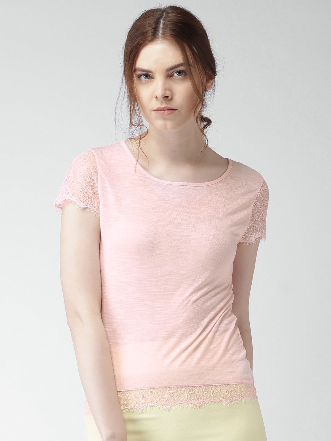 Mast & Harbour Women Pink Lace Top
