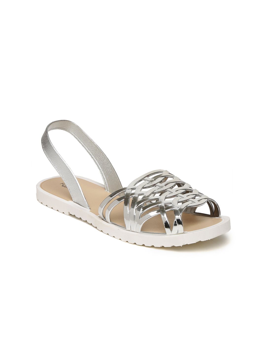 Flipside Women Silver Solid Flats