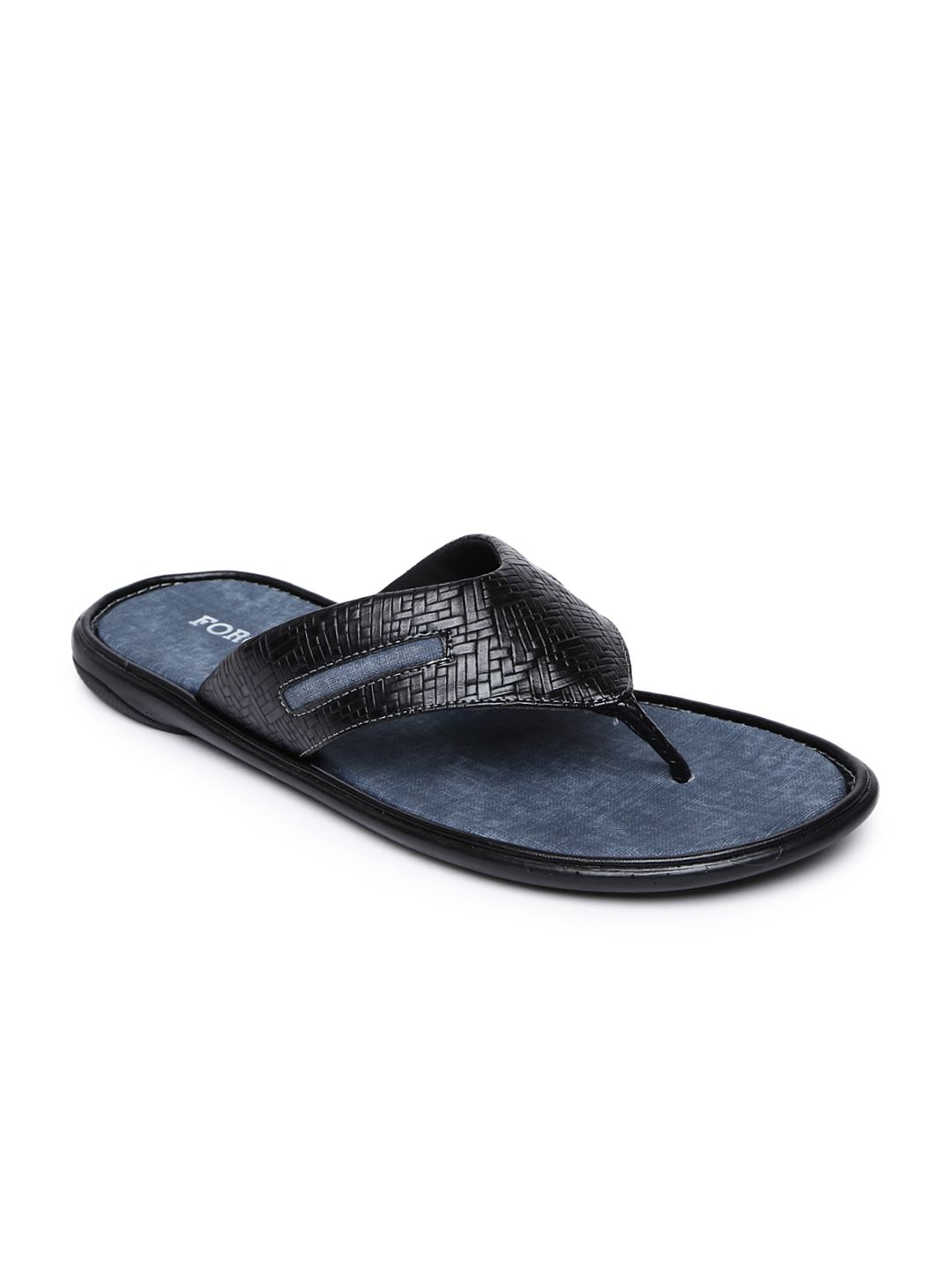 Forca by Lifestyle Men Black Textured Comfort Sandals