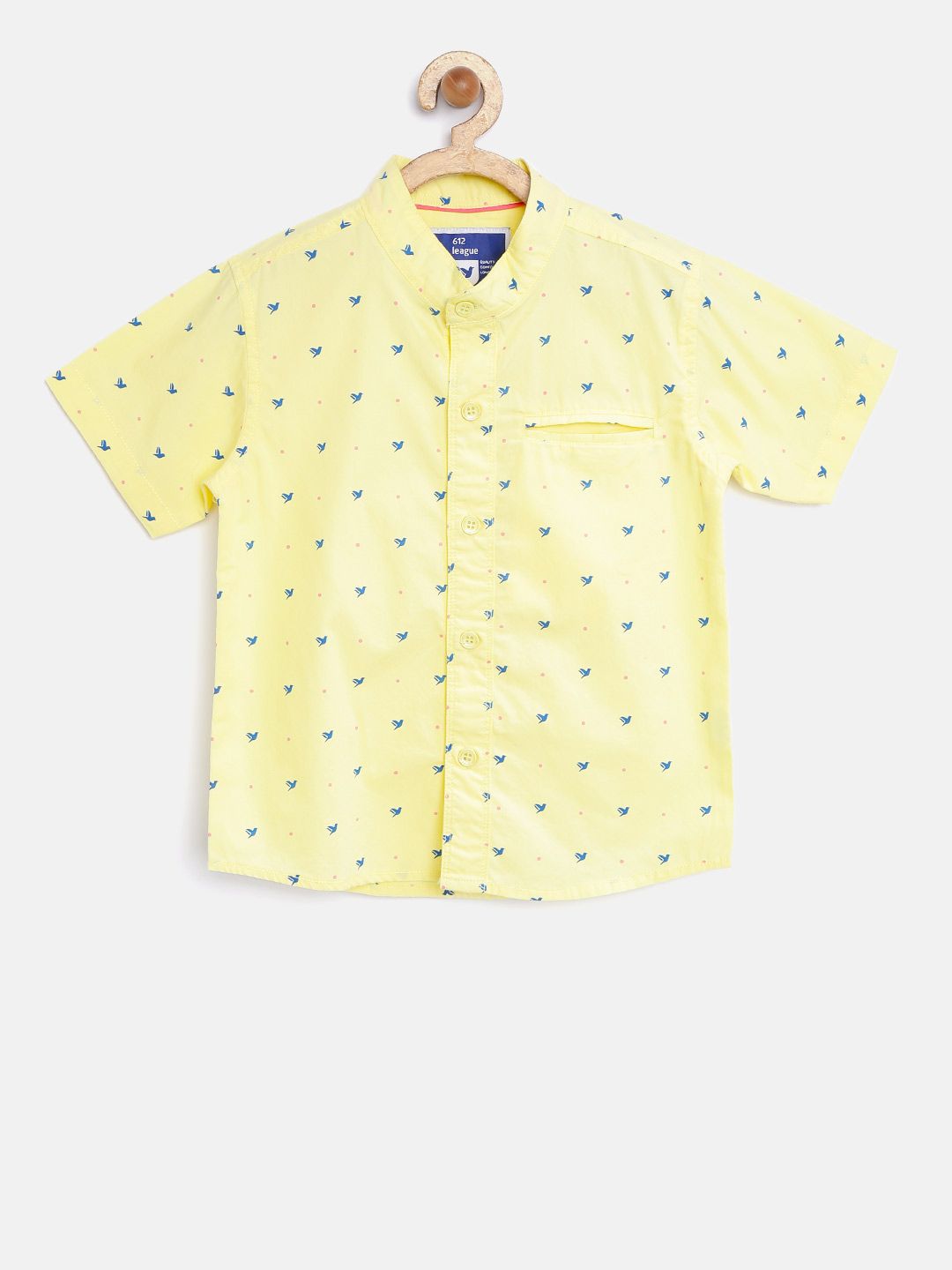 612 league Boys Yellow Printed Casual Shirt