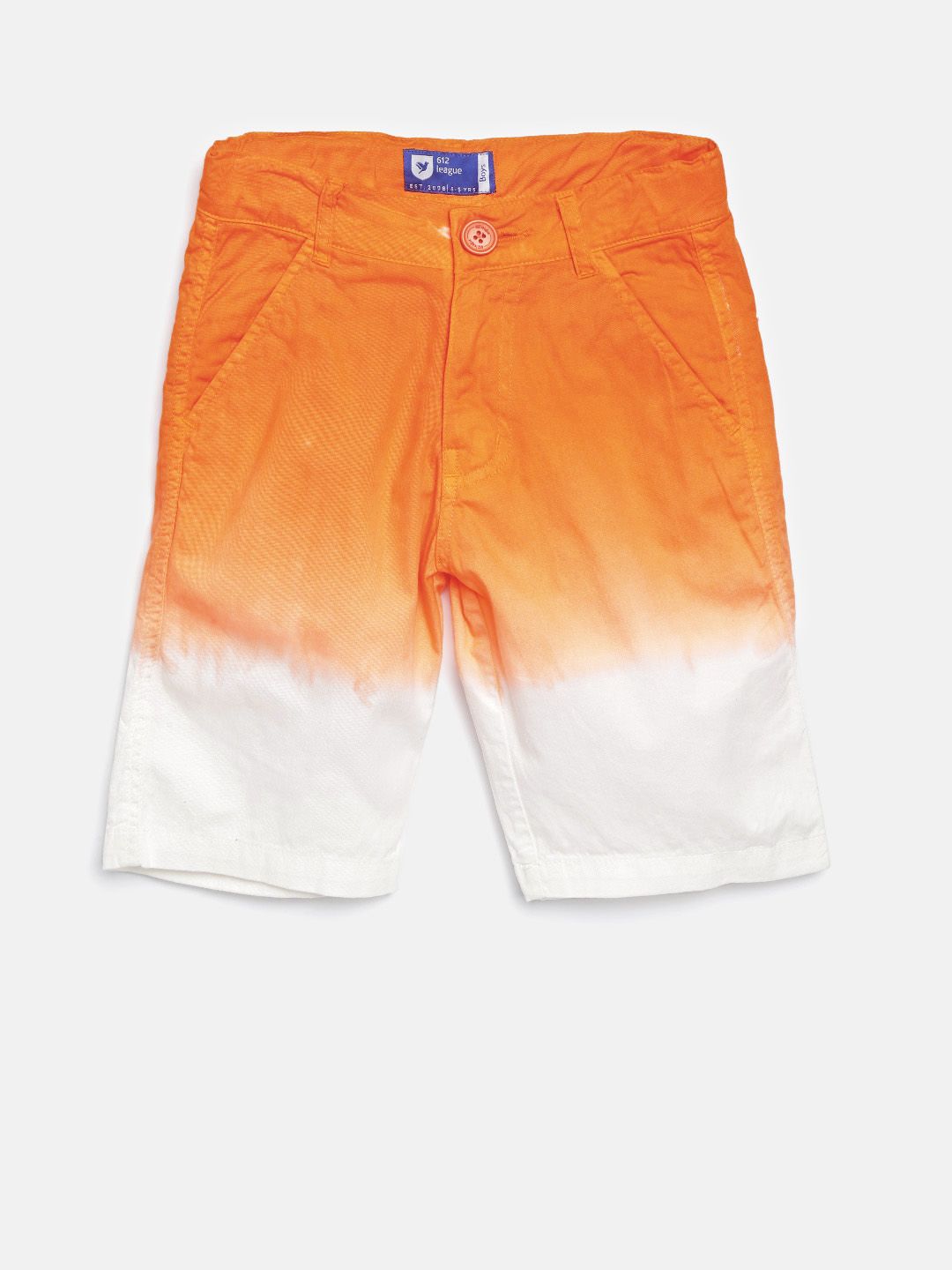 612 league Boys Orange & White Dyed Chino Shorts