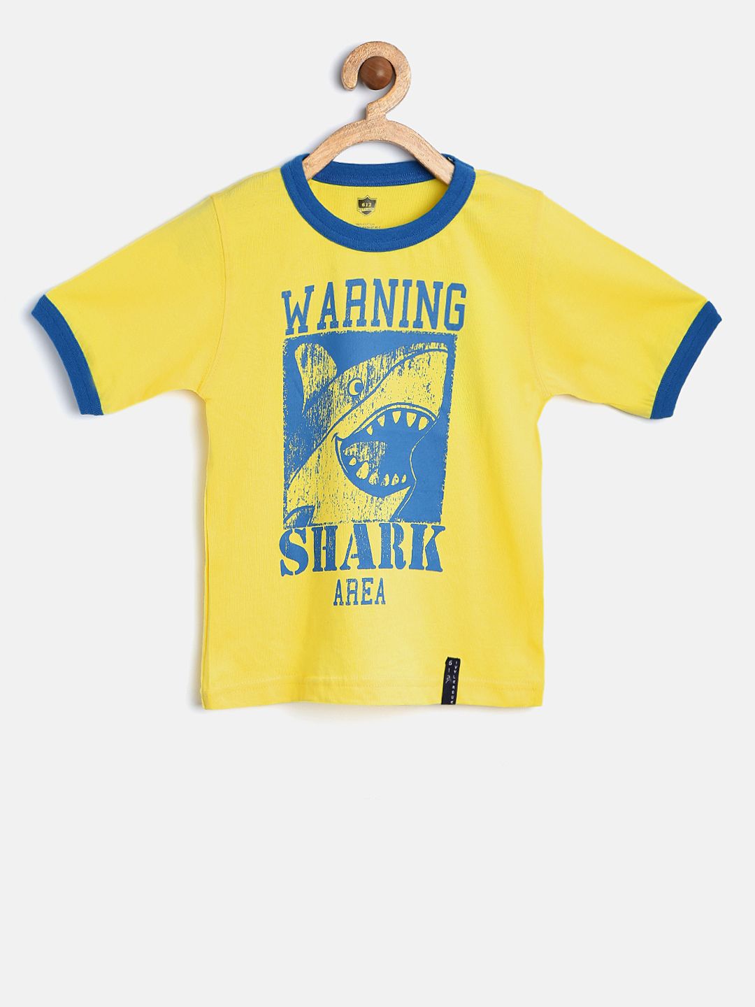 612 league Boys Yellow Printed Round Neck T-shirt