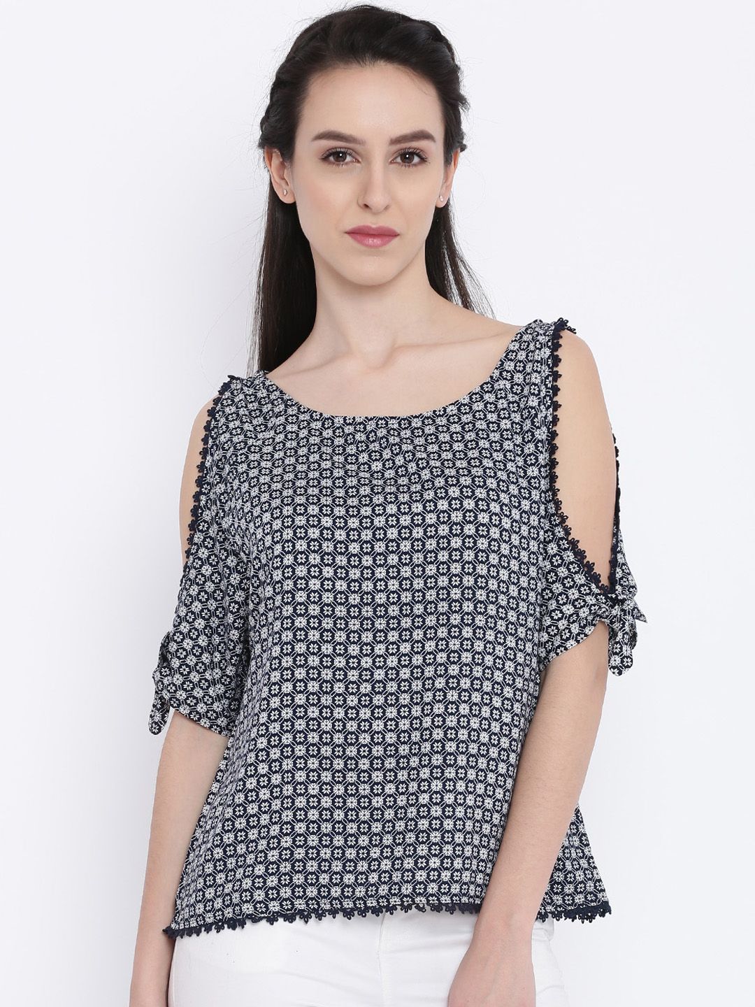 Ginger by Lifestyle Women Navy Printed Top