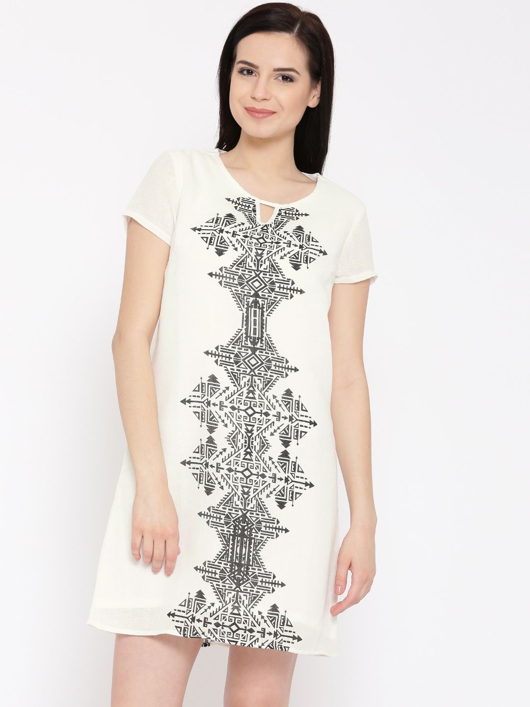 IZABEL LONDON by Pantaloons Women White & Black Printed Sheath Dress