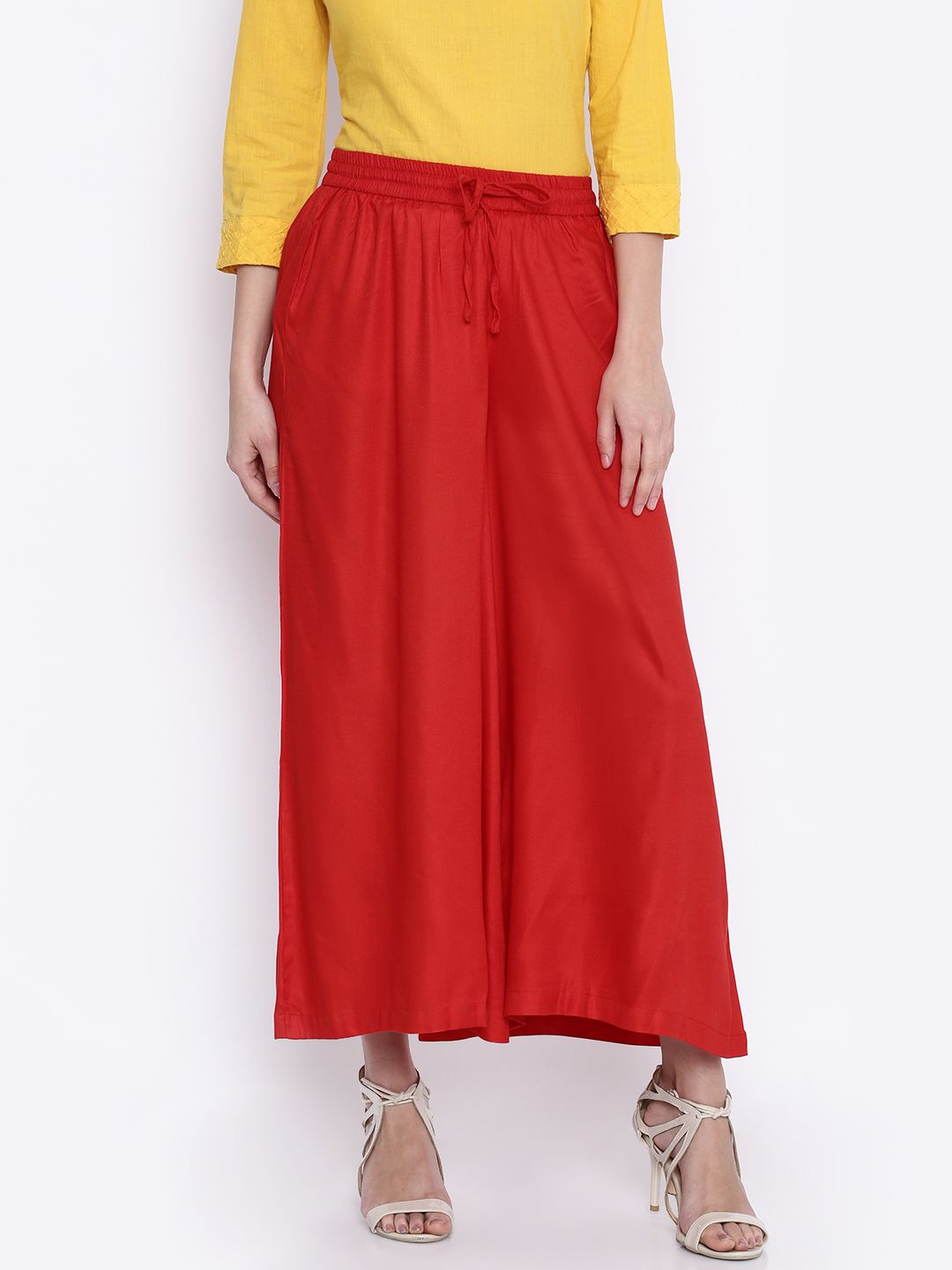 RANGMANCH BY PANTALOONS Women Red Palazzo Trousers