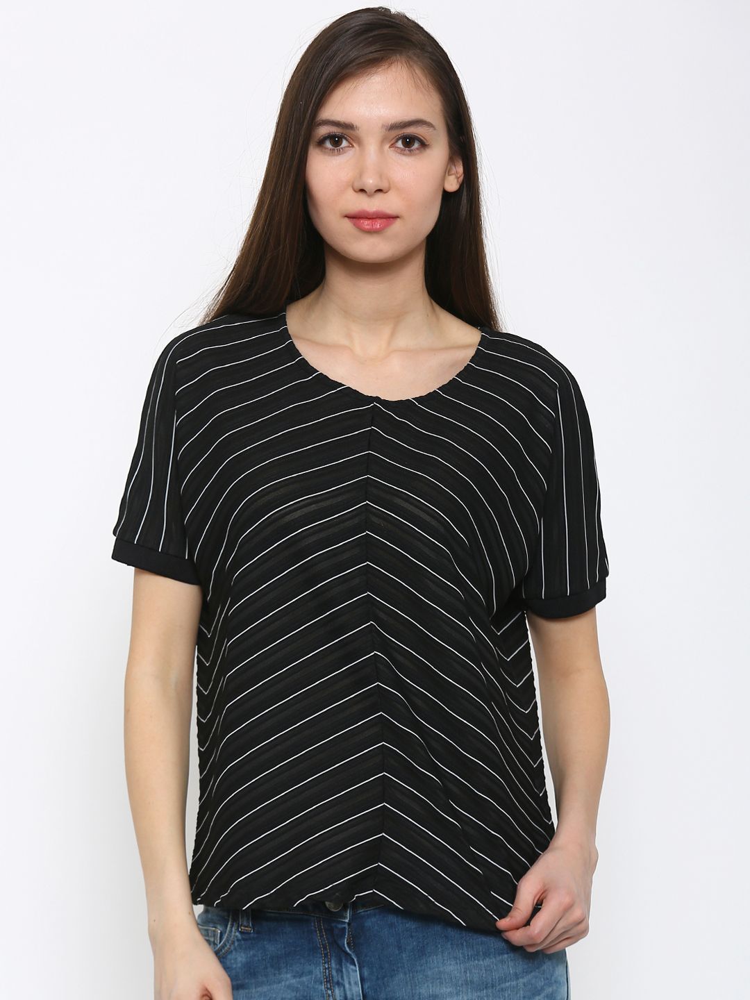 CANDIES by Pantaloons Women Black Self-Design Top