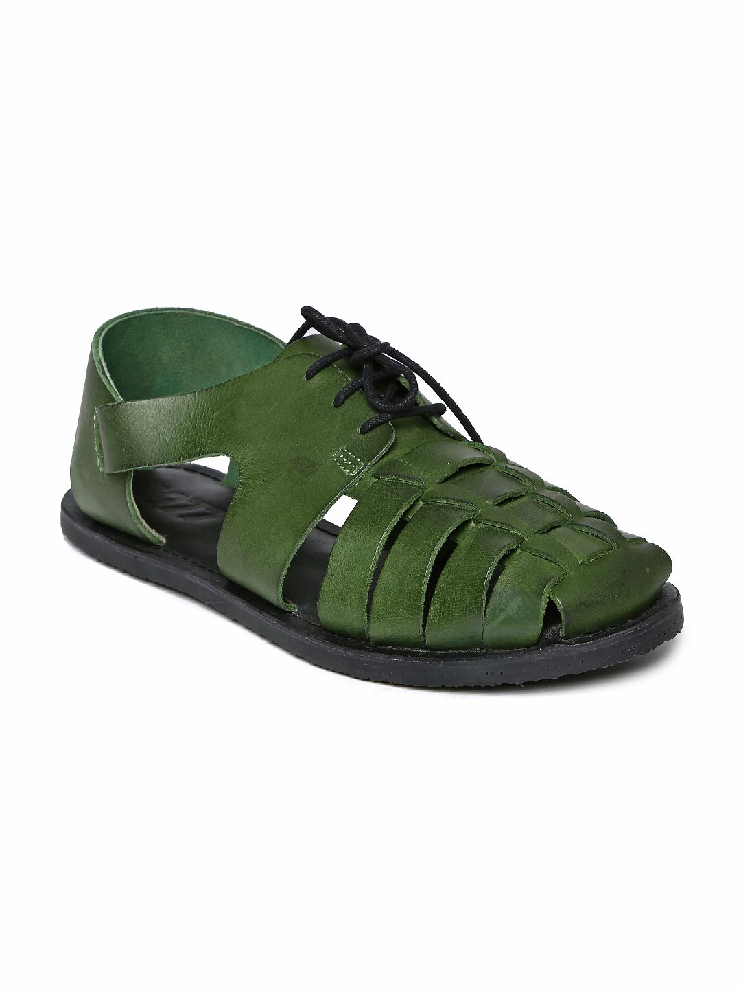 Estd. 1977 Men Green Leather Fisherman Sandals