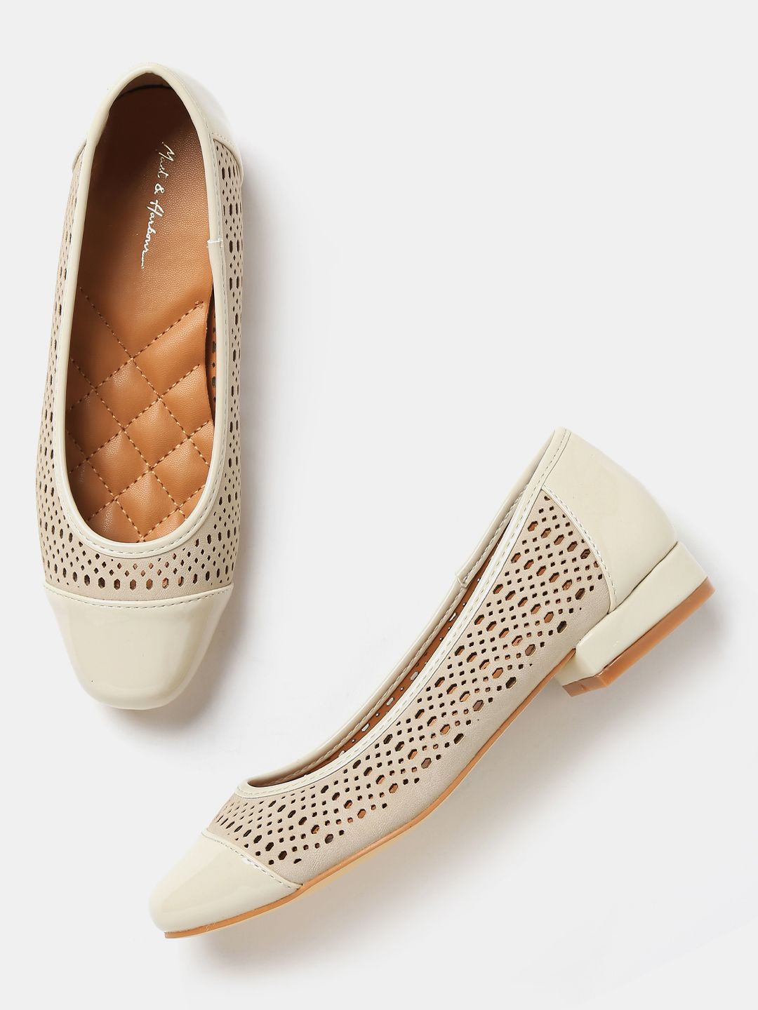 Mast & Harbour Women Beige Cut-Out Ballerinas