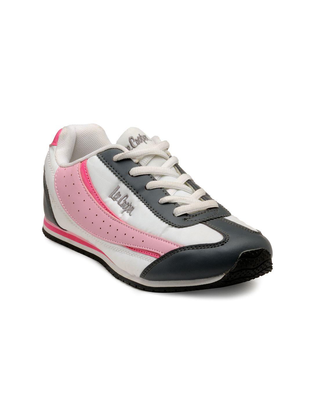 Lee Cooper Women White & Pink Colourblocked Sneakers