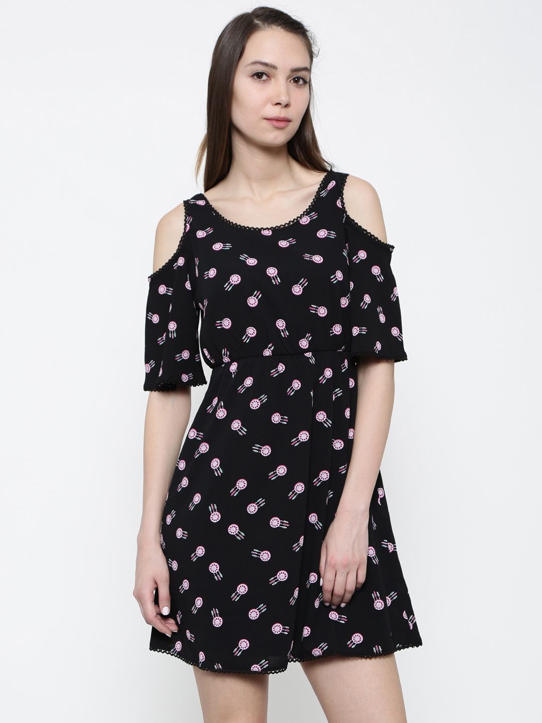 CANDIES by Pantaloons Women Black Printed A-Line Dress