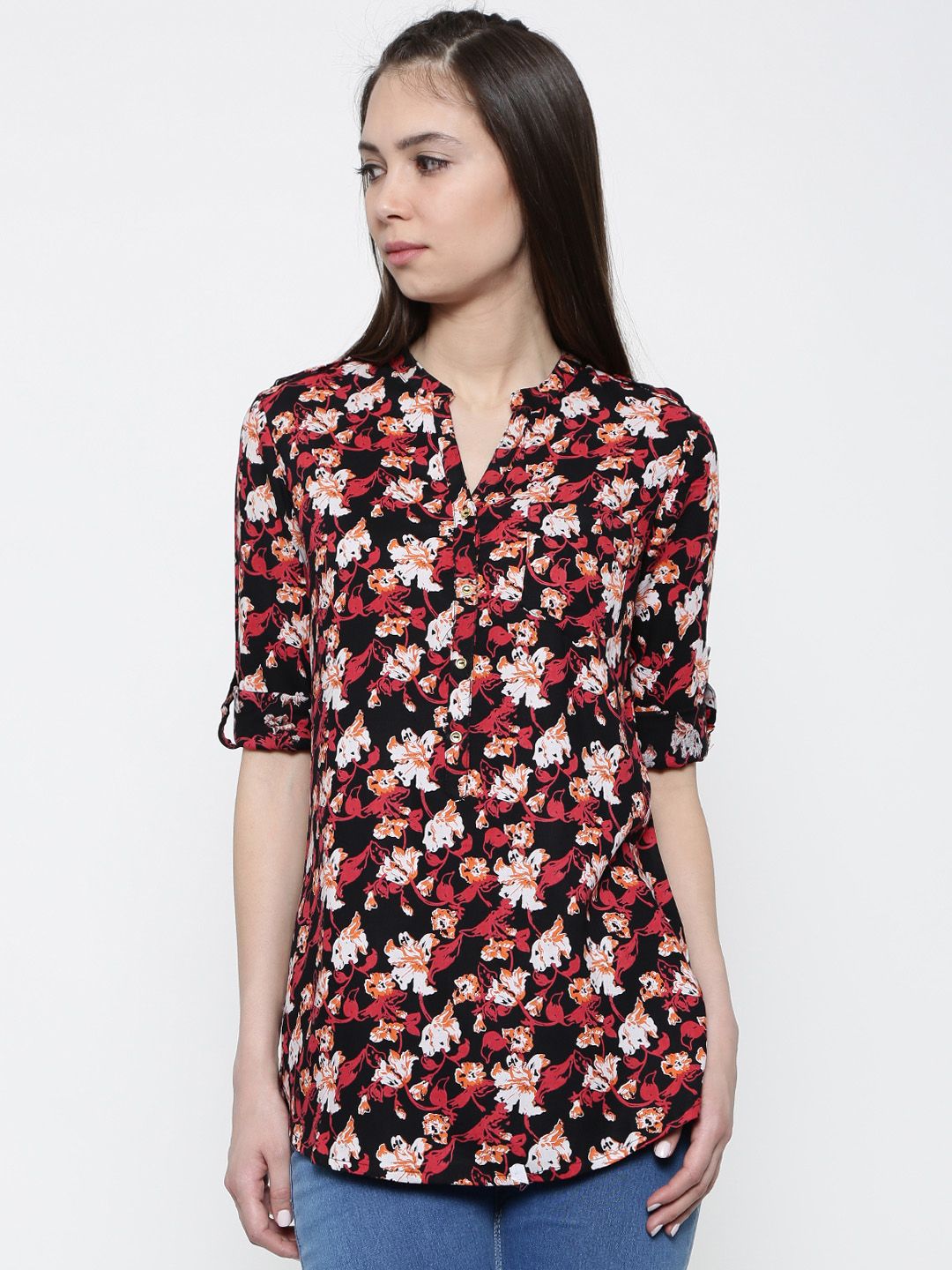 IZABEL LONDON by Pantaloons Black & Red Printed Tunic