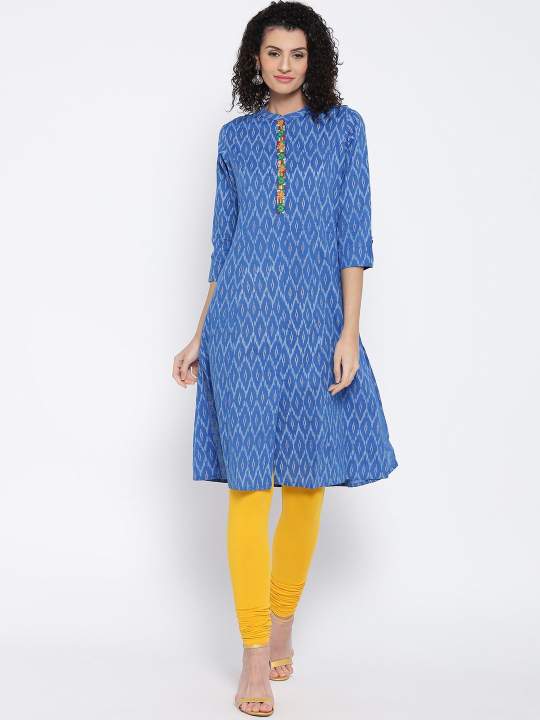 RANGMANCH BY PANTALOONS Women Blue Printed A-Line Kurta