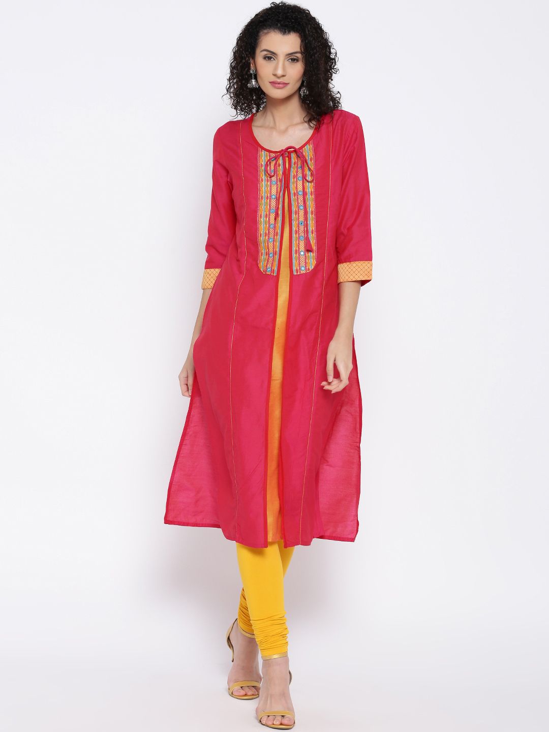 RANGMANCH BY PANTALOONS Women Coral Pink A-Line Kurta