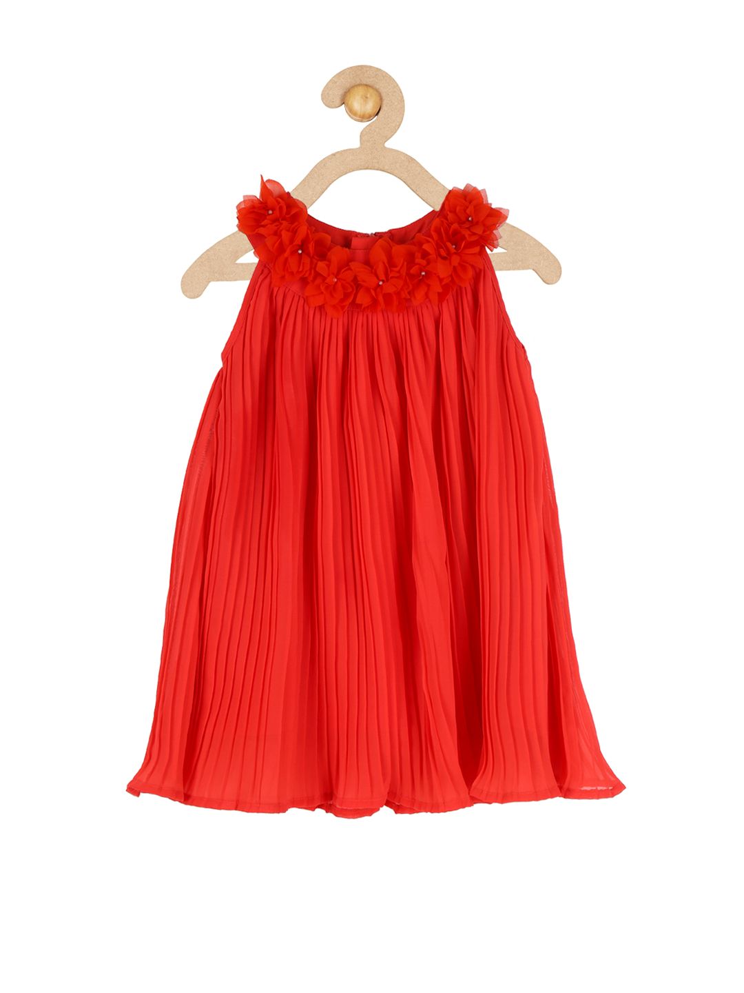 Soul Fairy Girls Red Solid A-Line Dress