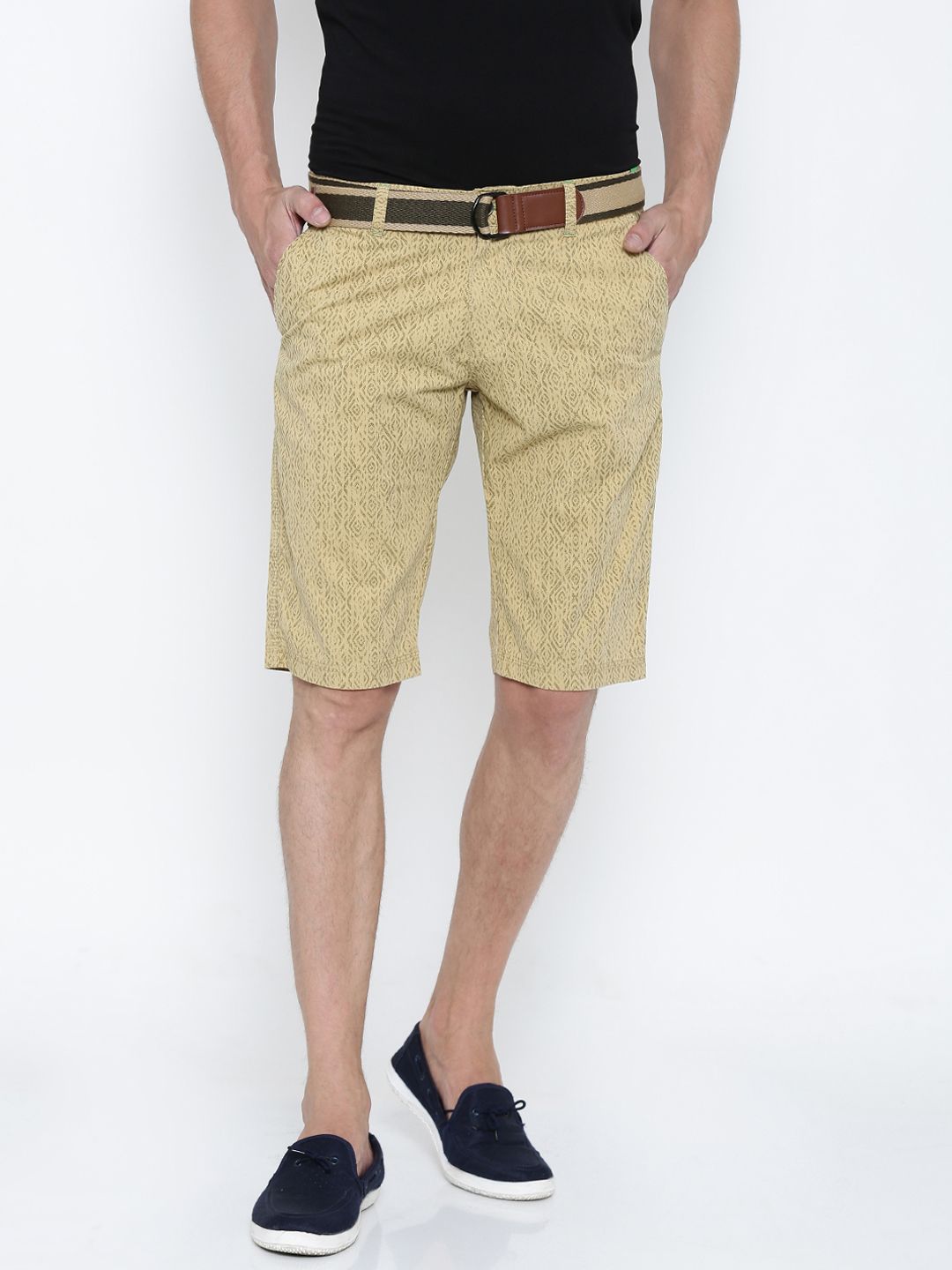FIFTY TWO Men Khaki Printed Regular Fit Chino Shorts
