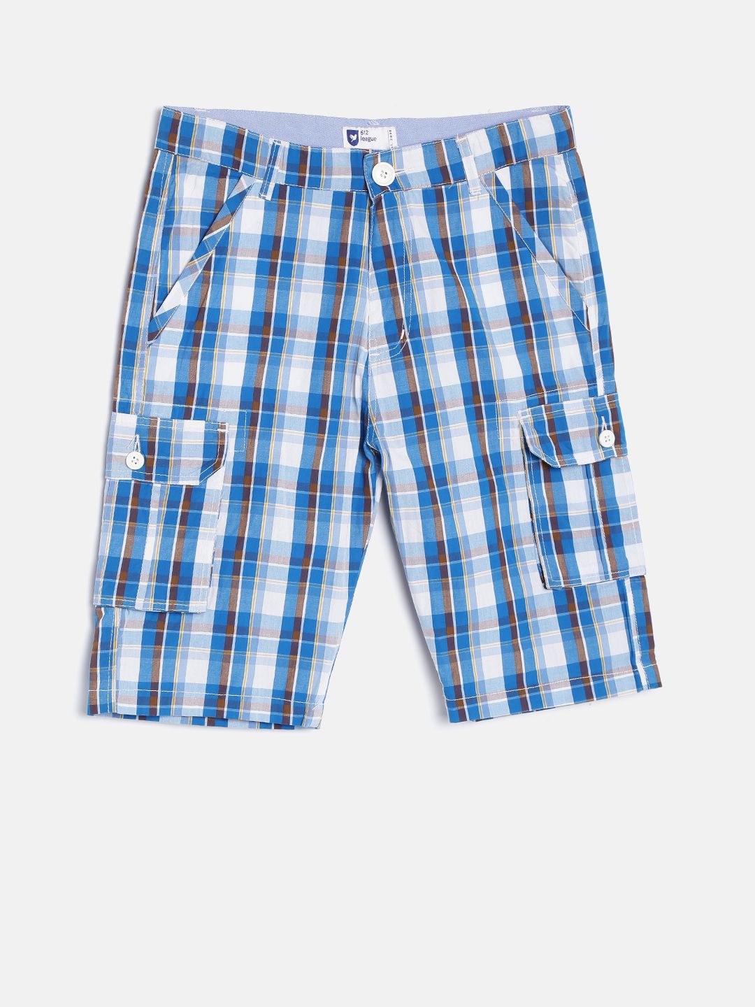 612 league Boys Blue Checked Cargo Shorts