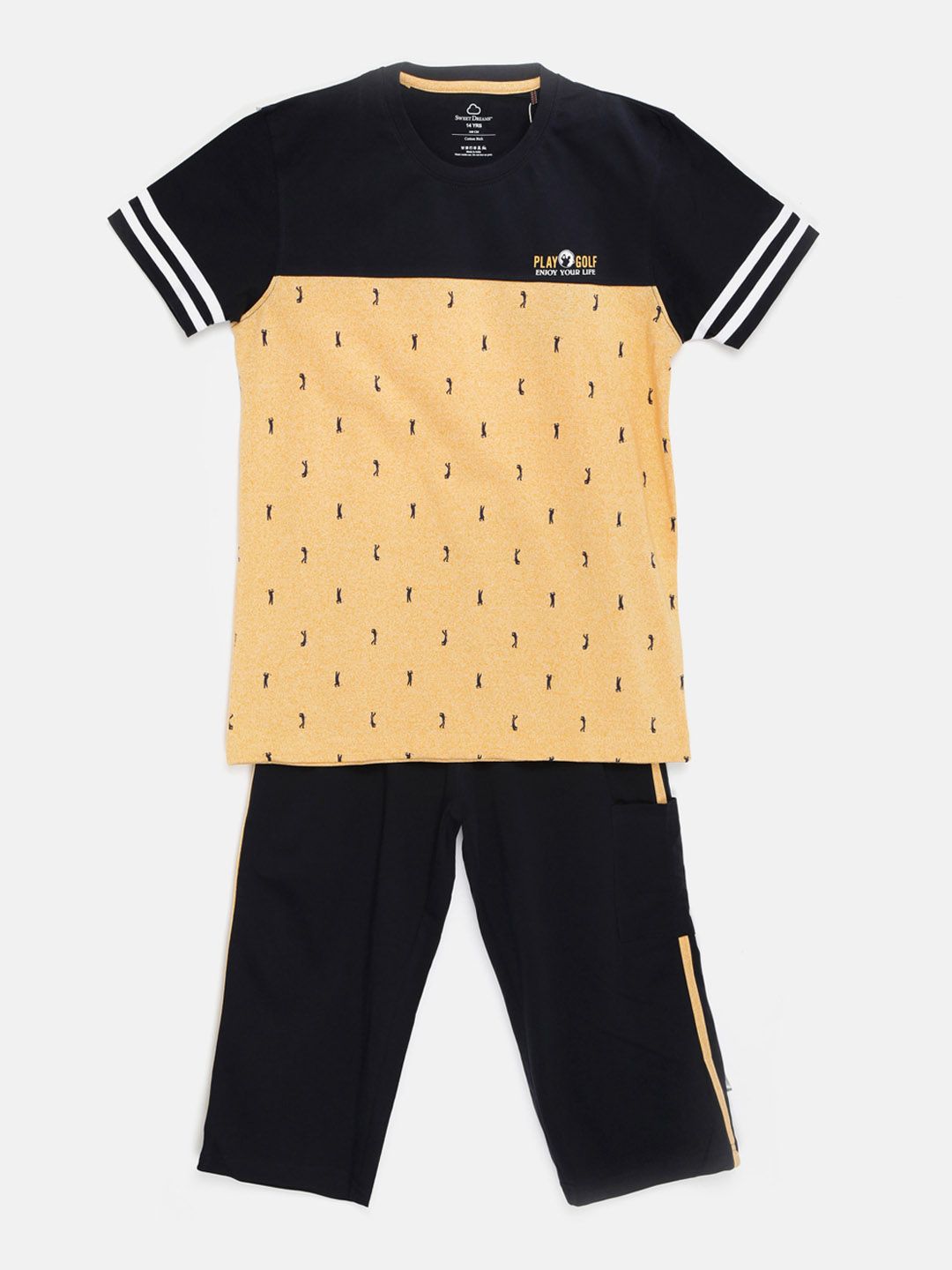 SDL by Sweet Dreams Boys Yellow Melange & Navy Lounge Set 5060A7