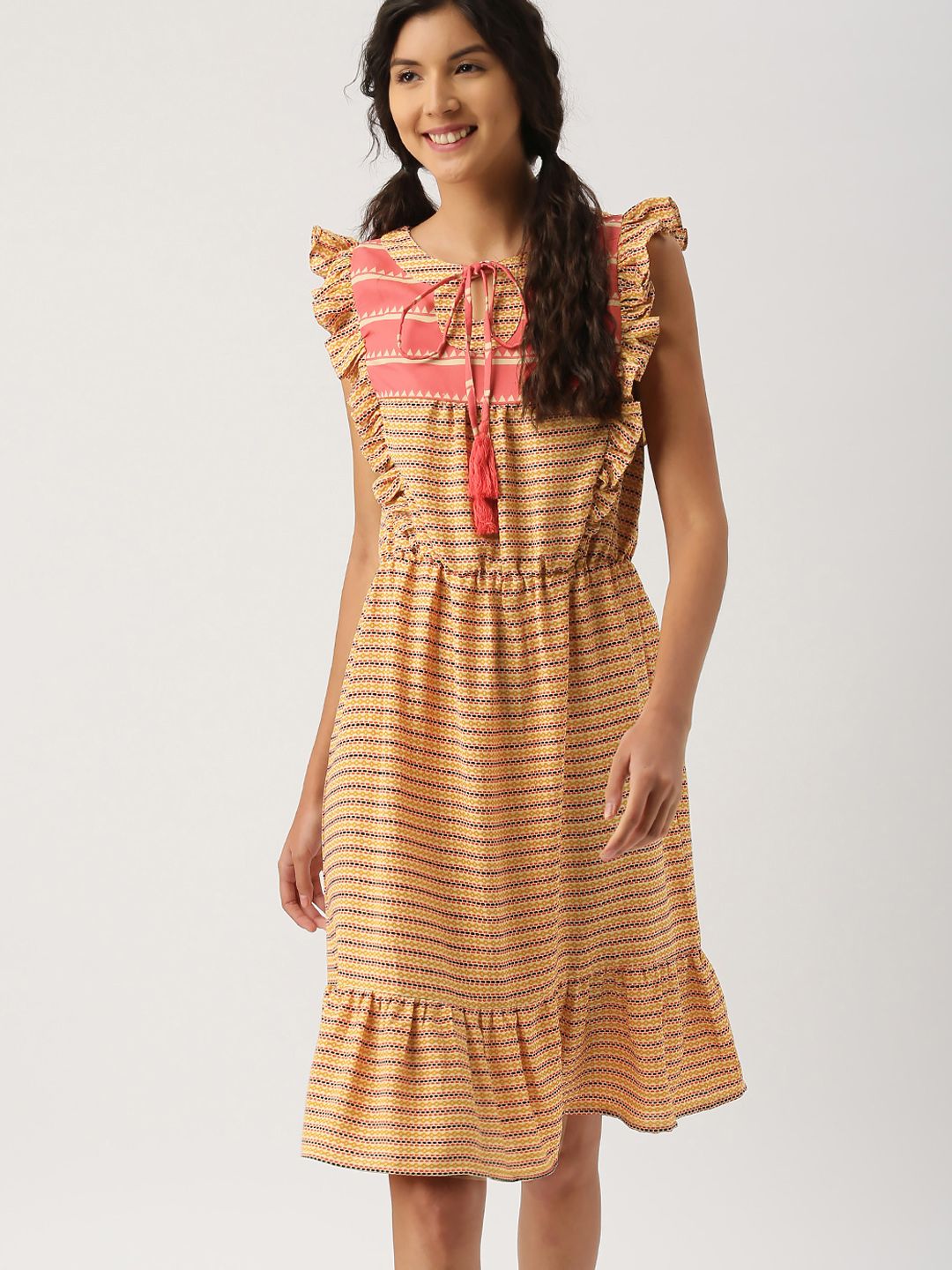 DressBerry Women Multicoloured Printed Fit & Flare Dress