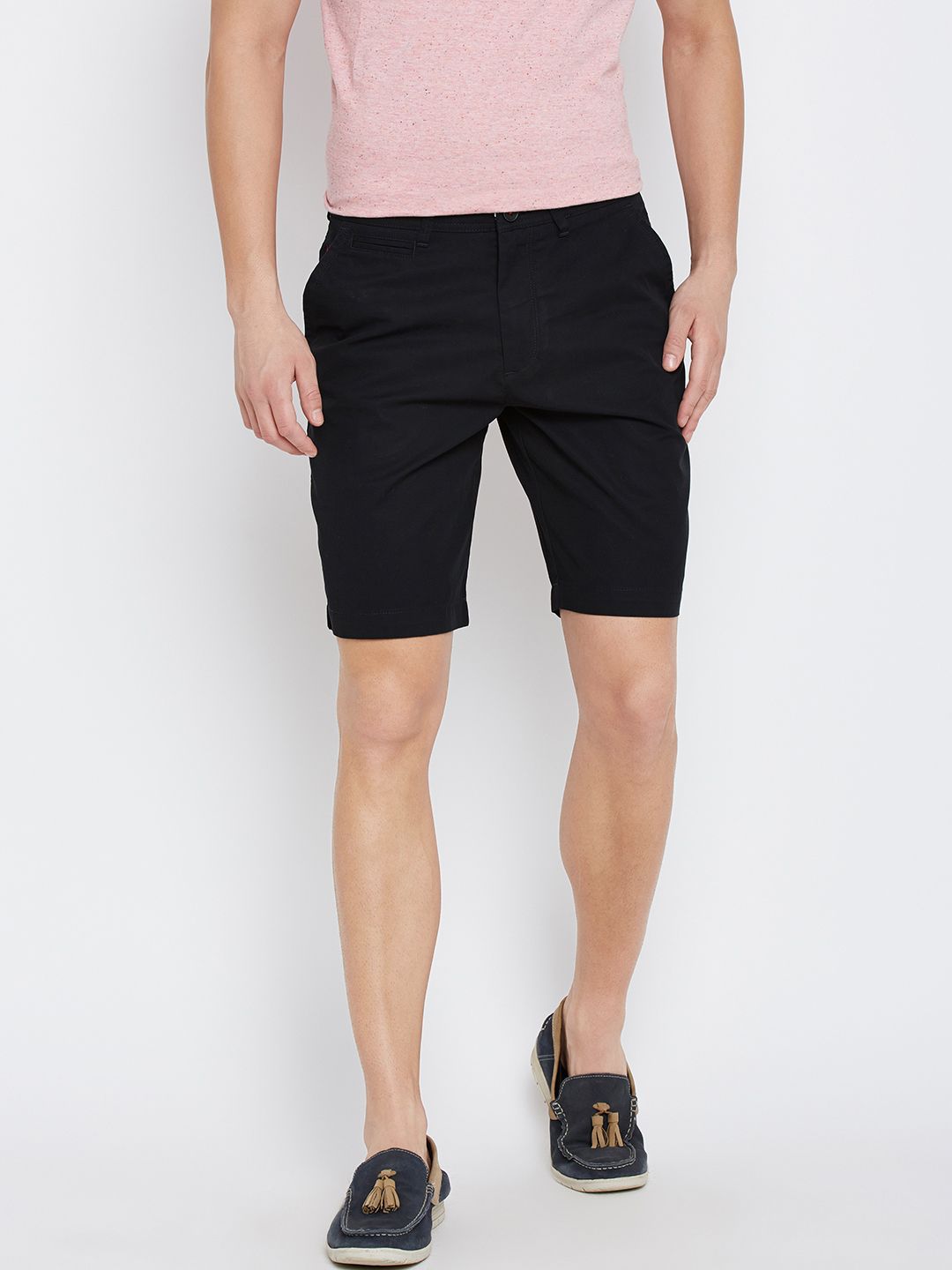 Wills Lifestyle Men Black Solid Slim Fit Shorts