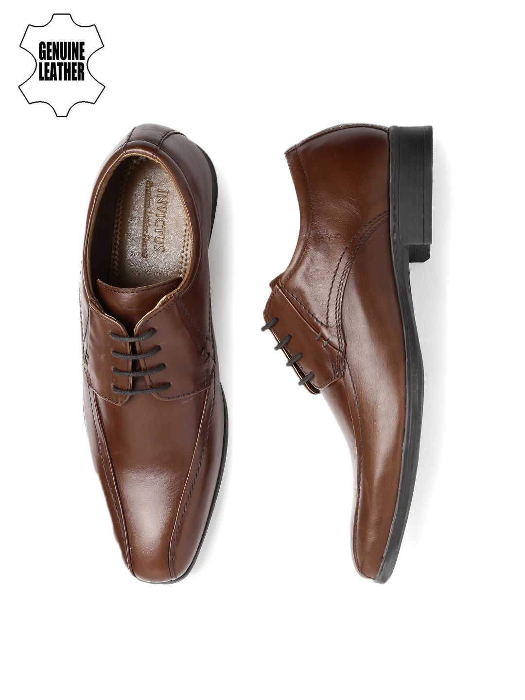 INVICTUS Men Brown Leather Derbys