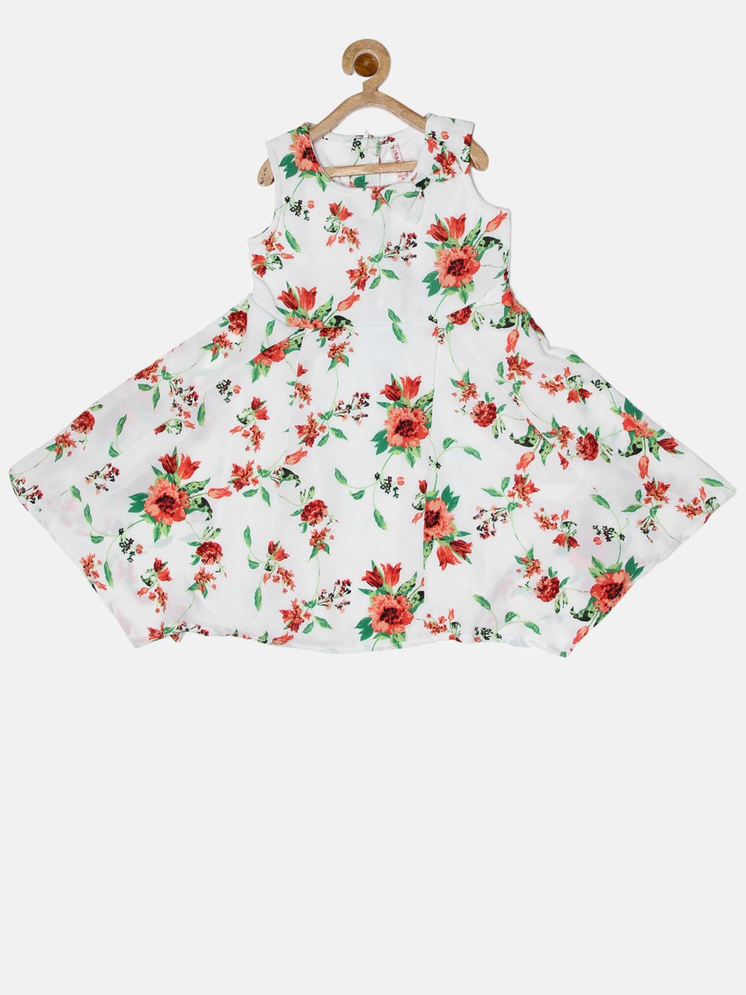 CHALK by Pantaloons Girls White Floral Print Fit & Flare Dress
