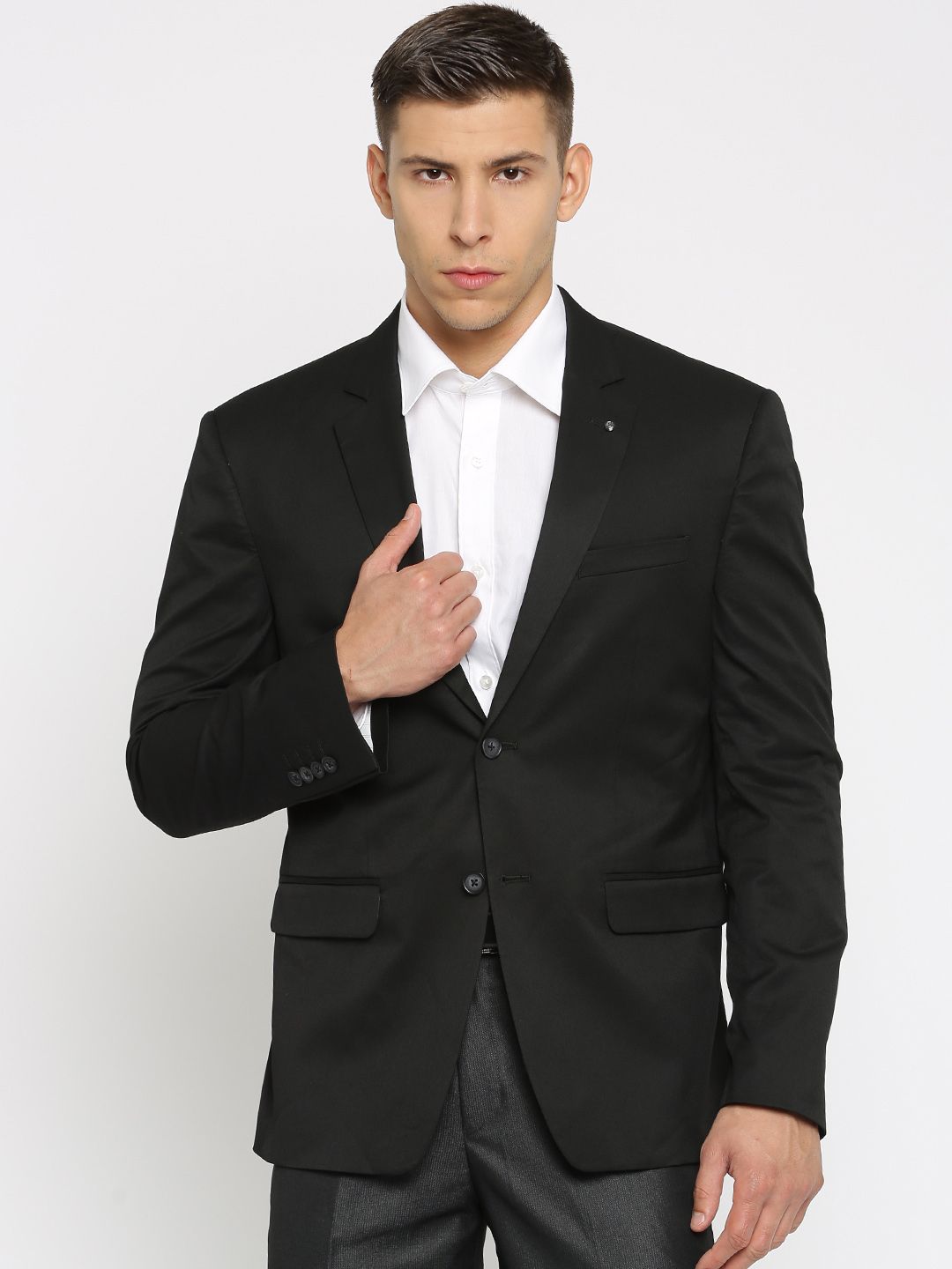 CODE by Lifestyle Men Black Solid Regular Fit Single-Breasted Formal Blazer