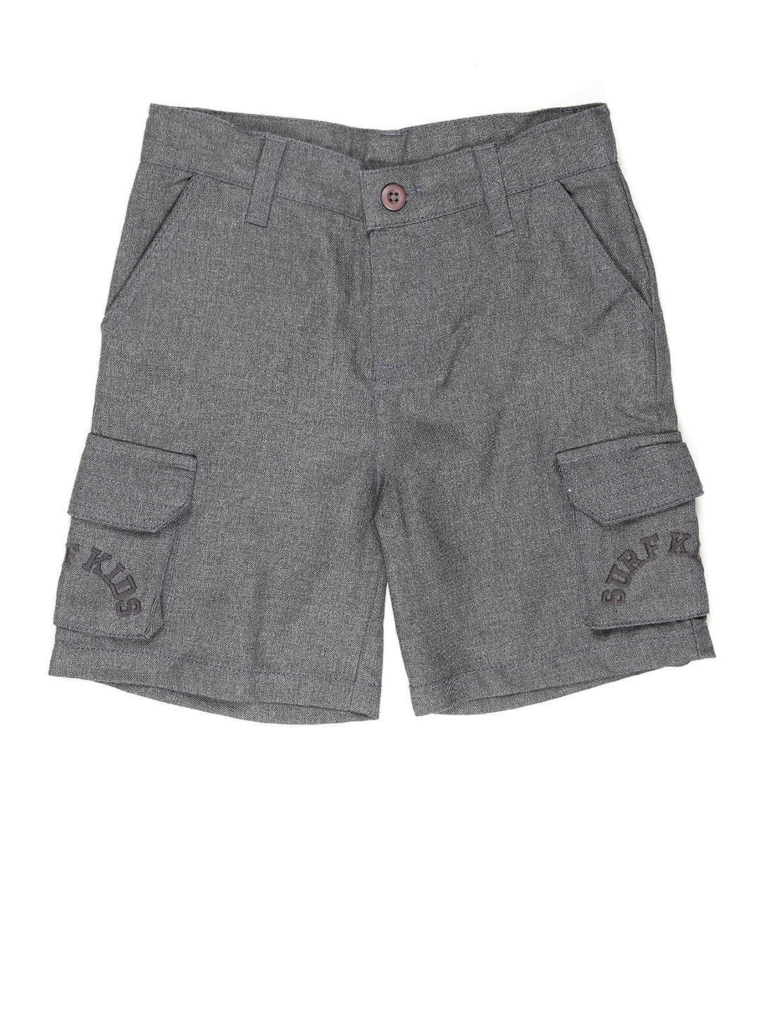 Tickles Boys Grey Melange Solid Cargo Shorts