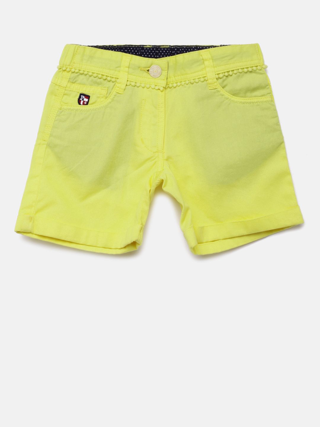 U.S. Polo Assn. Kids Girls Yellow Solid Shorts