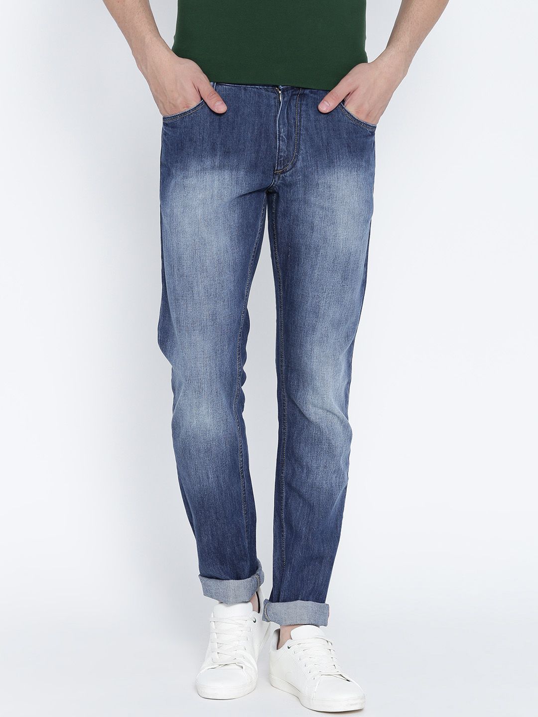John Players Men Blue Skinny Fit Mid-Rise Clean Look Jeans