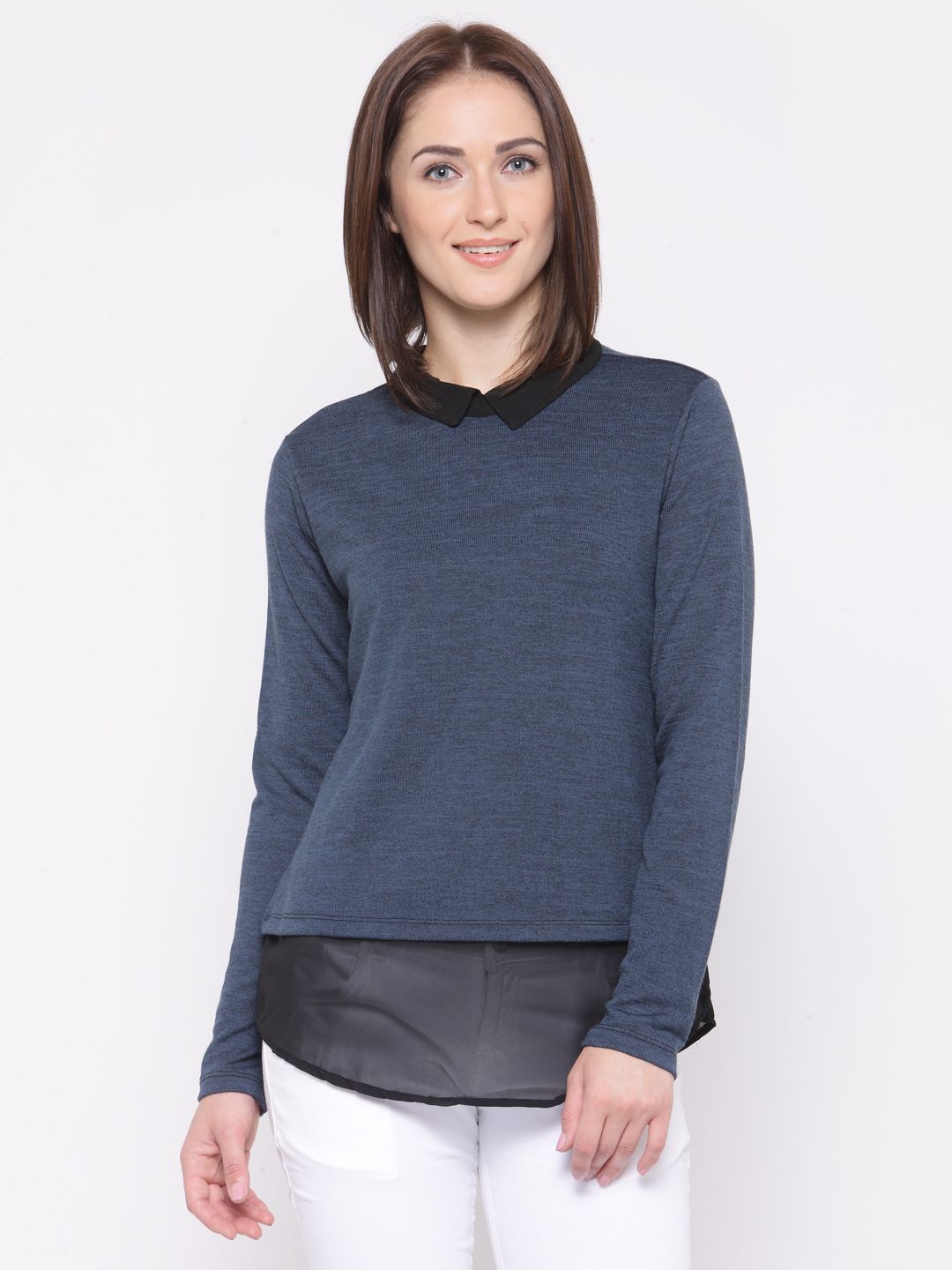 Annabelle by Pantaloons Women Teal Blue Solid Top