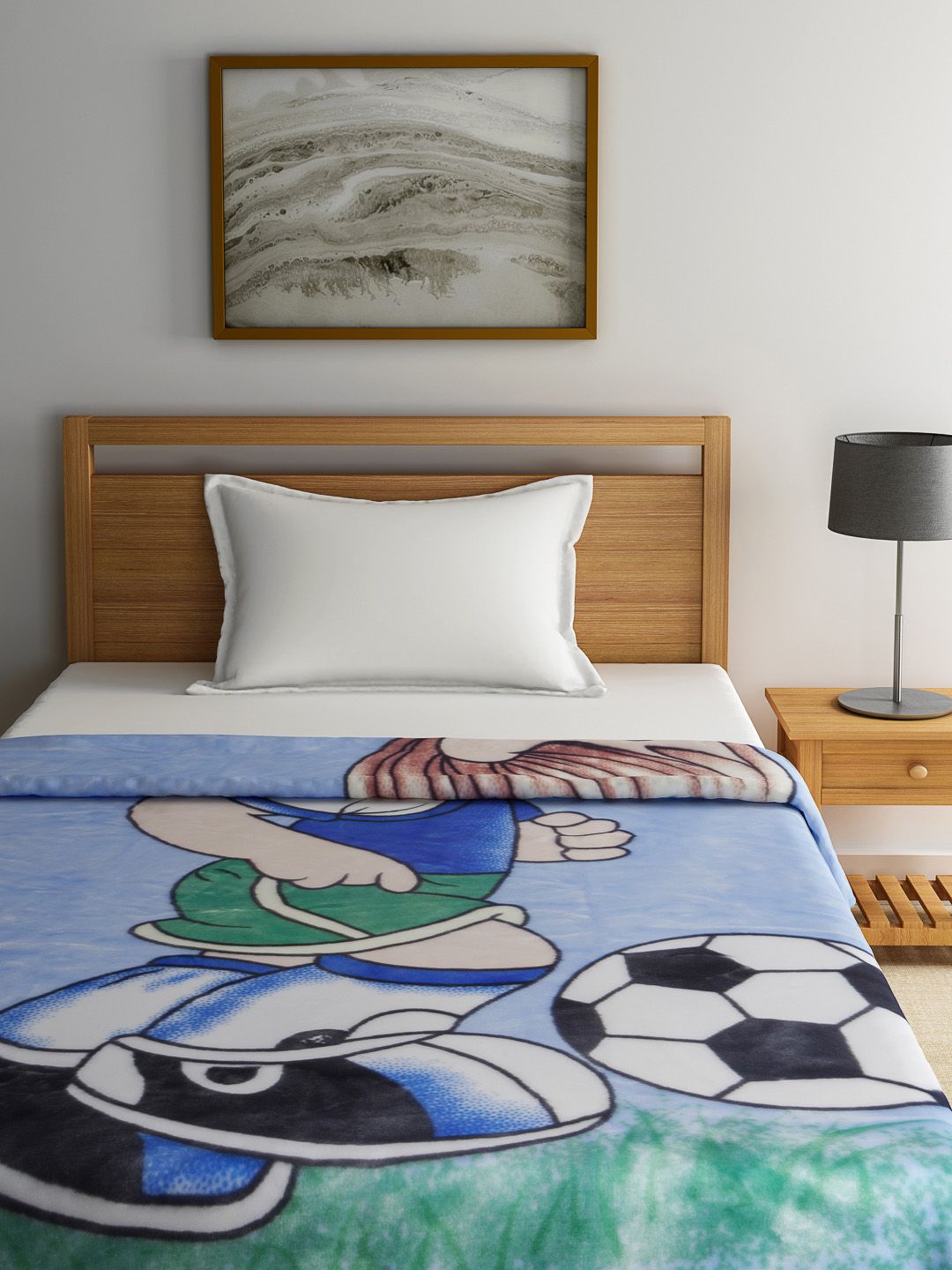 Raymond Home Blue Printed Heavy Winter Single Blanket