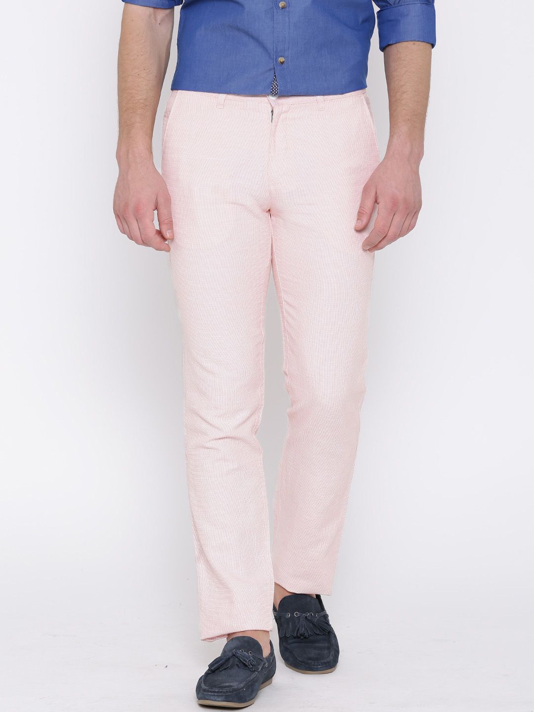 John Players Light Pink Skinny Casual Trousers