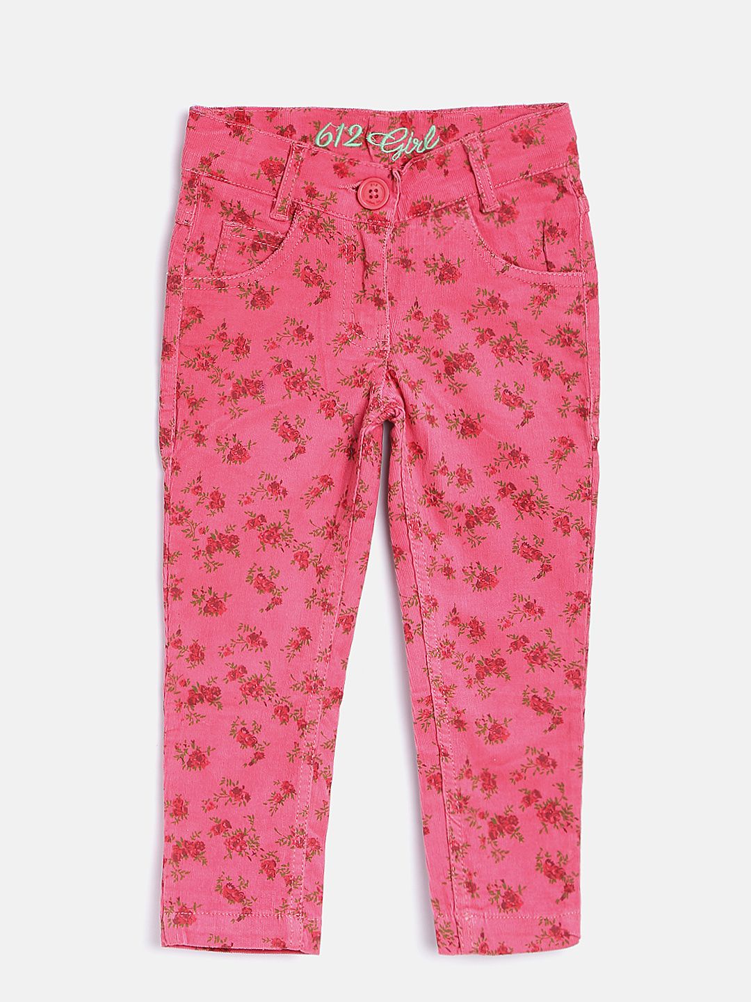 612 league Girls Pink Printed Trousers