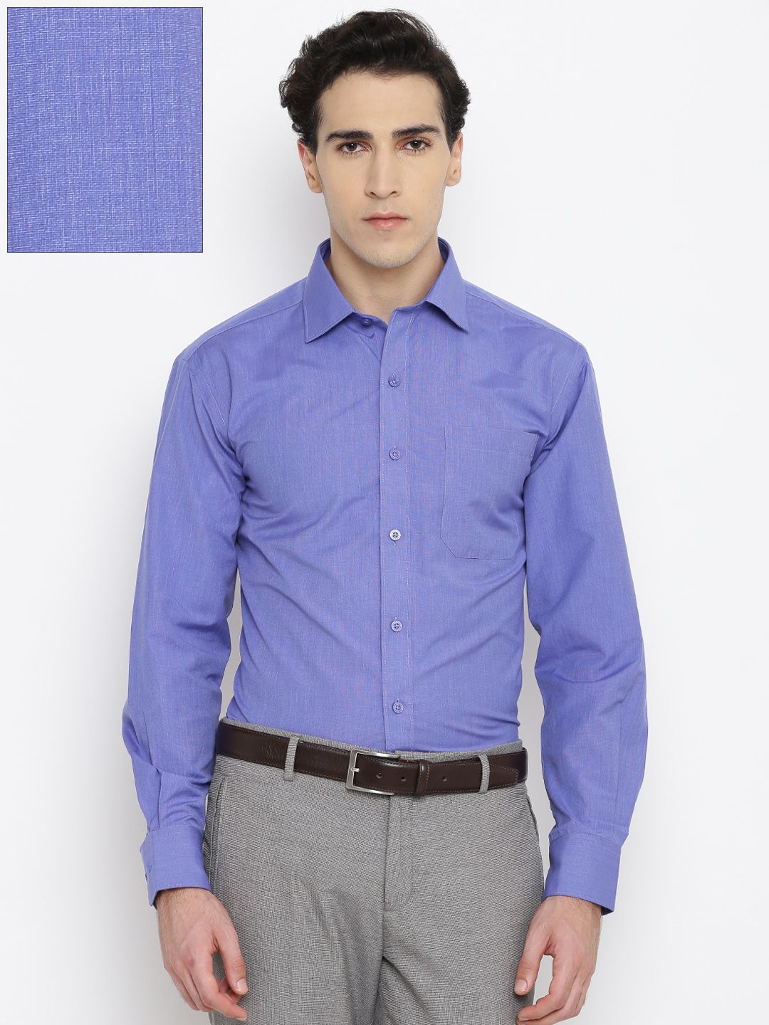 John Players Men Blue Solid Formal Shirt