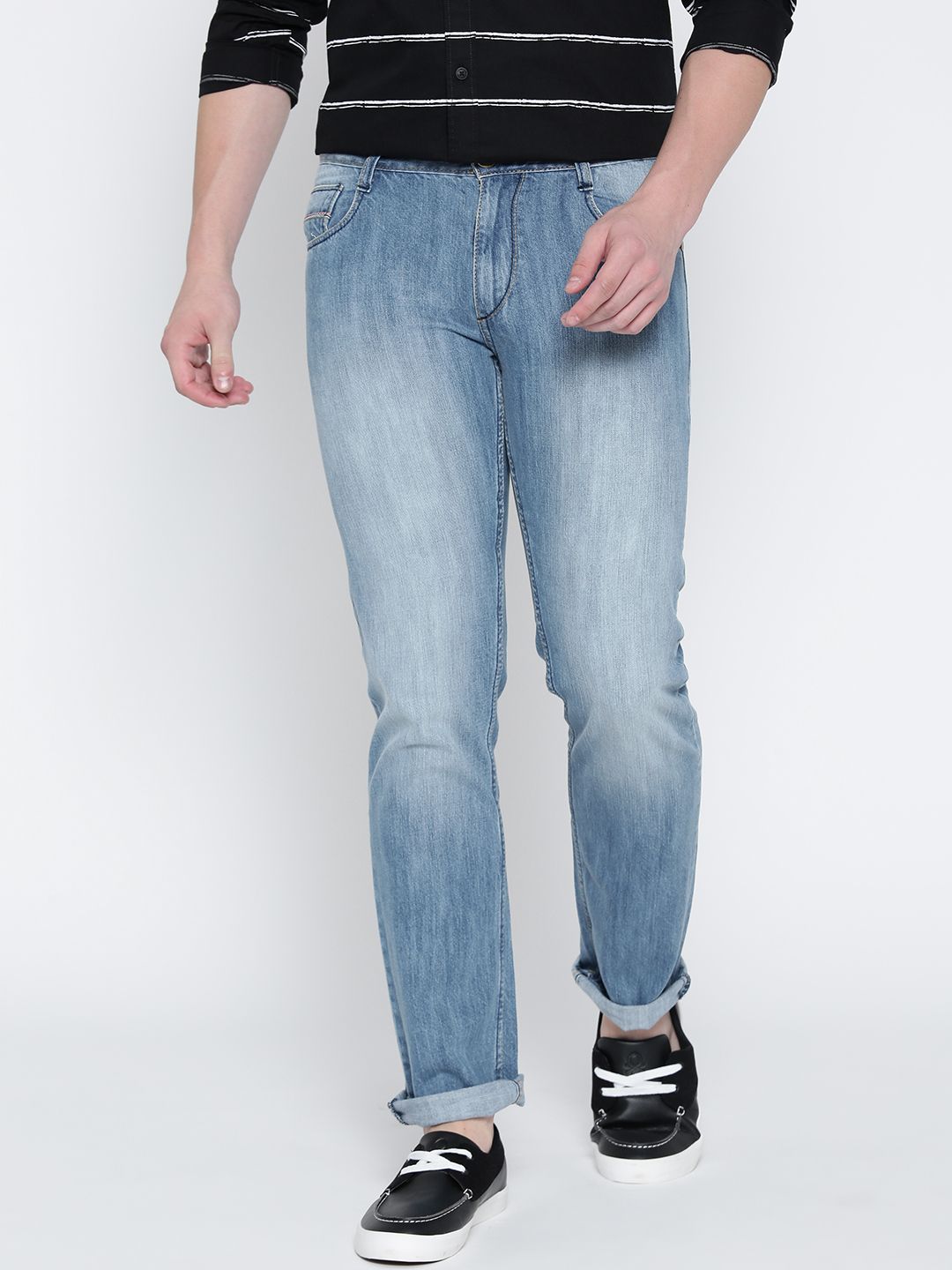 John Players Men Blue Slim Fit Mid-Rise Clean Look Jeans