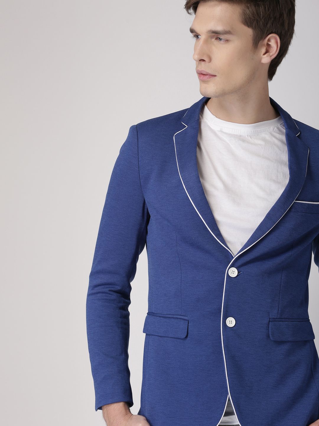 INVICTUS Men Blue Slim Fit Single-Breasted Casual Blazer