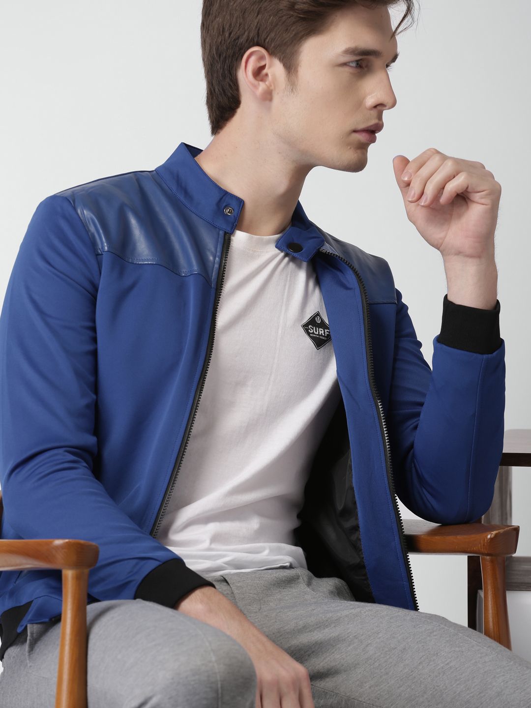 INVICTUS Men Blue Solid Bomber Jacket