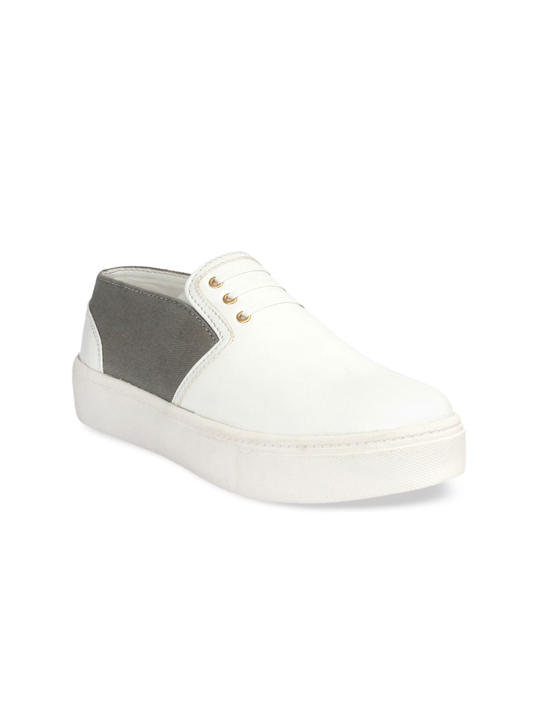 20Dresses Women White & Grey Colourblocked Sneakers