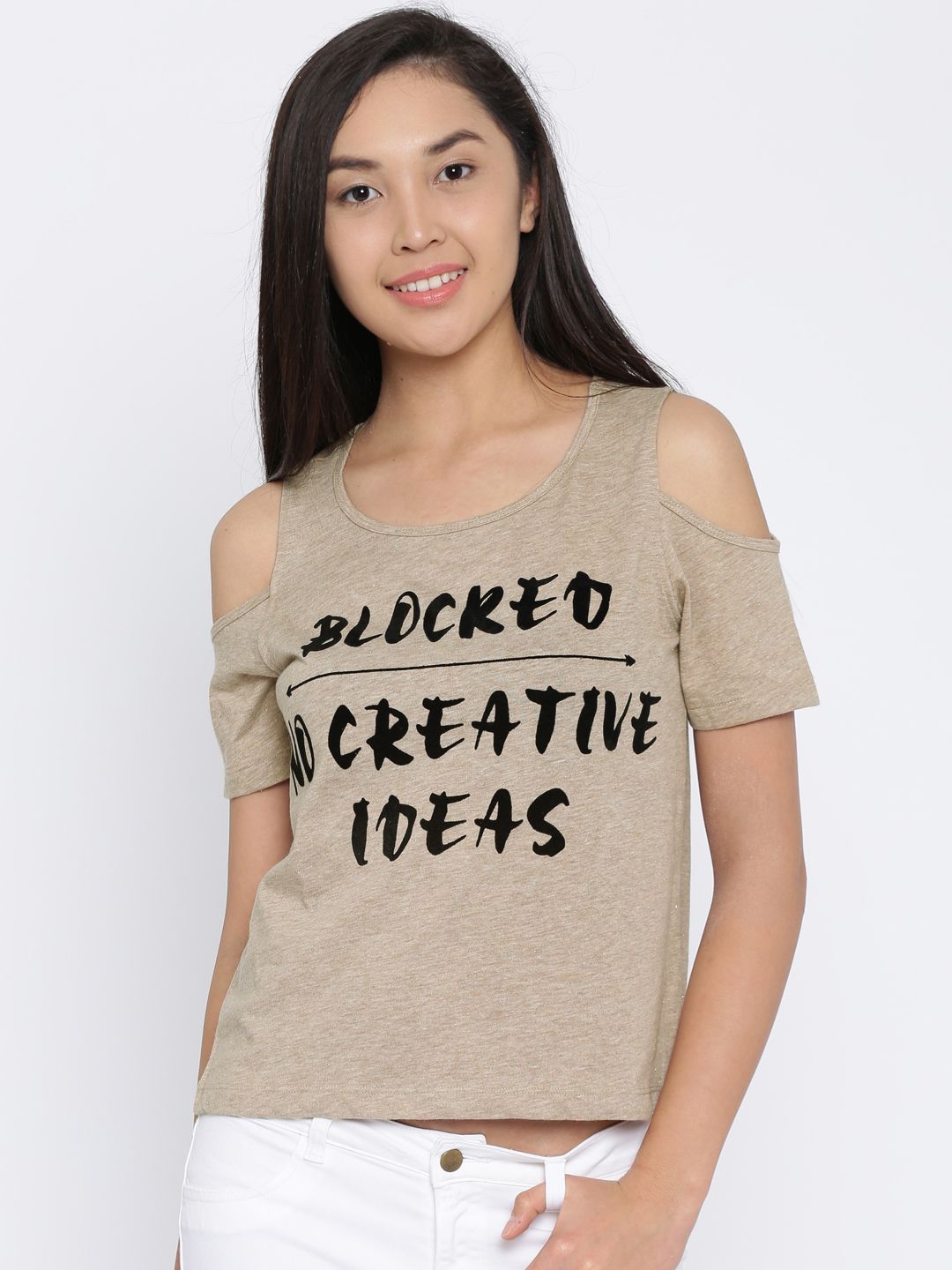 Ginger by Lifestyle Women Beige Printed Top