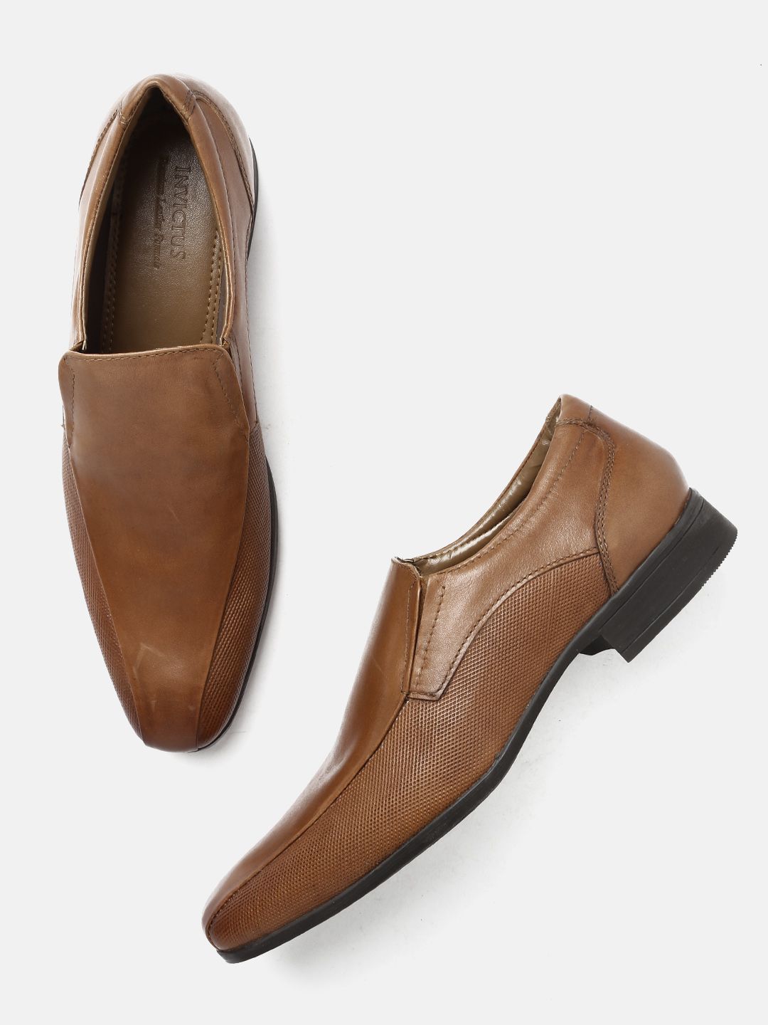 INVICTUS Men Tan Brown & Black Colourblocked Leather Oxfords