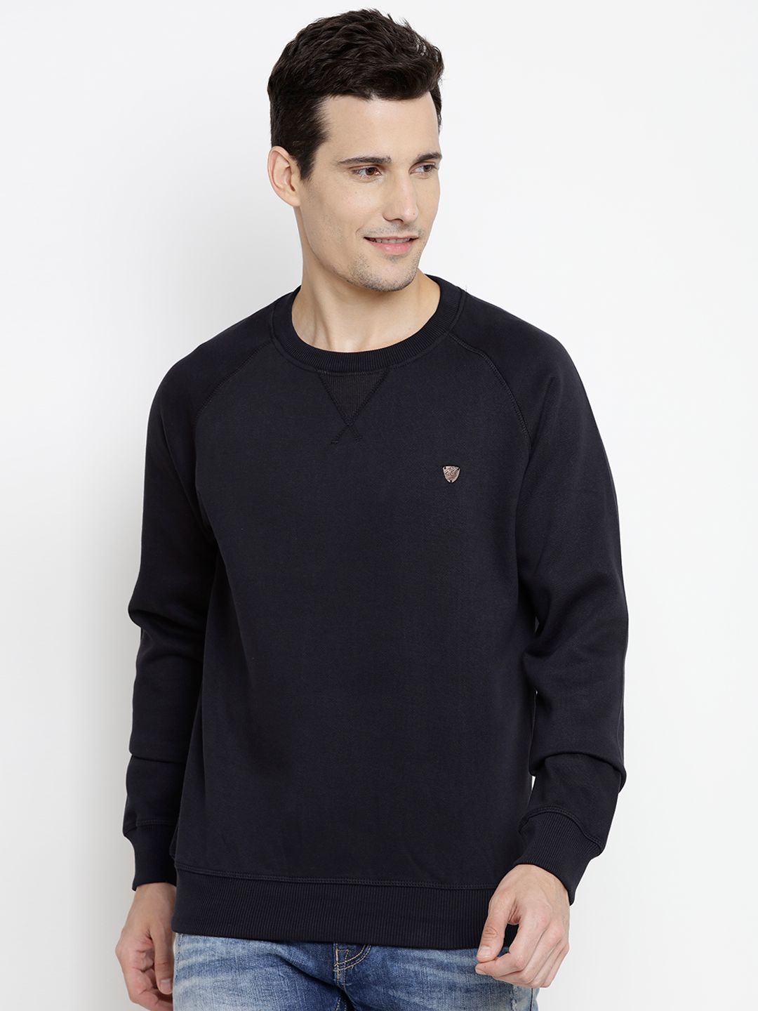 John Players Men Navy Solid Sweatshirt