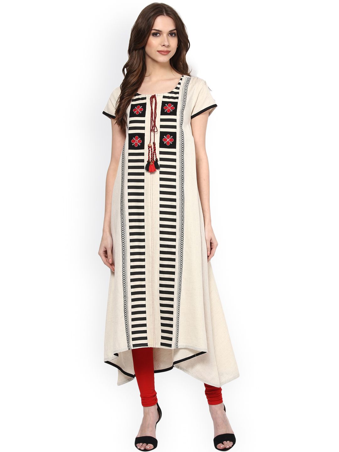 RANGMANCH BY PANTALOONS Off-White Printed Asymmetrical Kurta