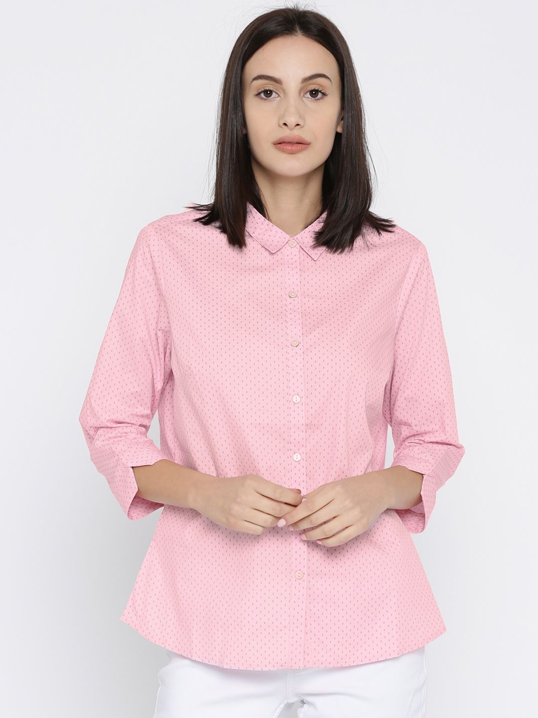 Annabelle by Pantaloons Women Pink Regular Fit Printed Casual Shirt